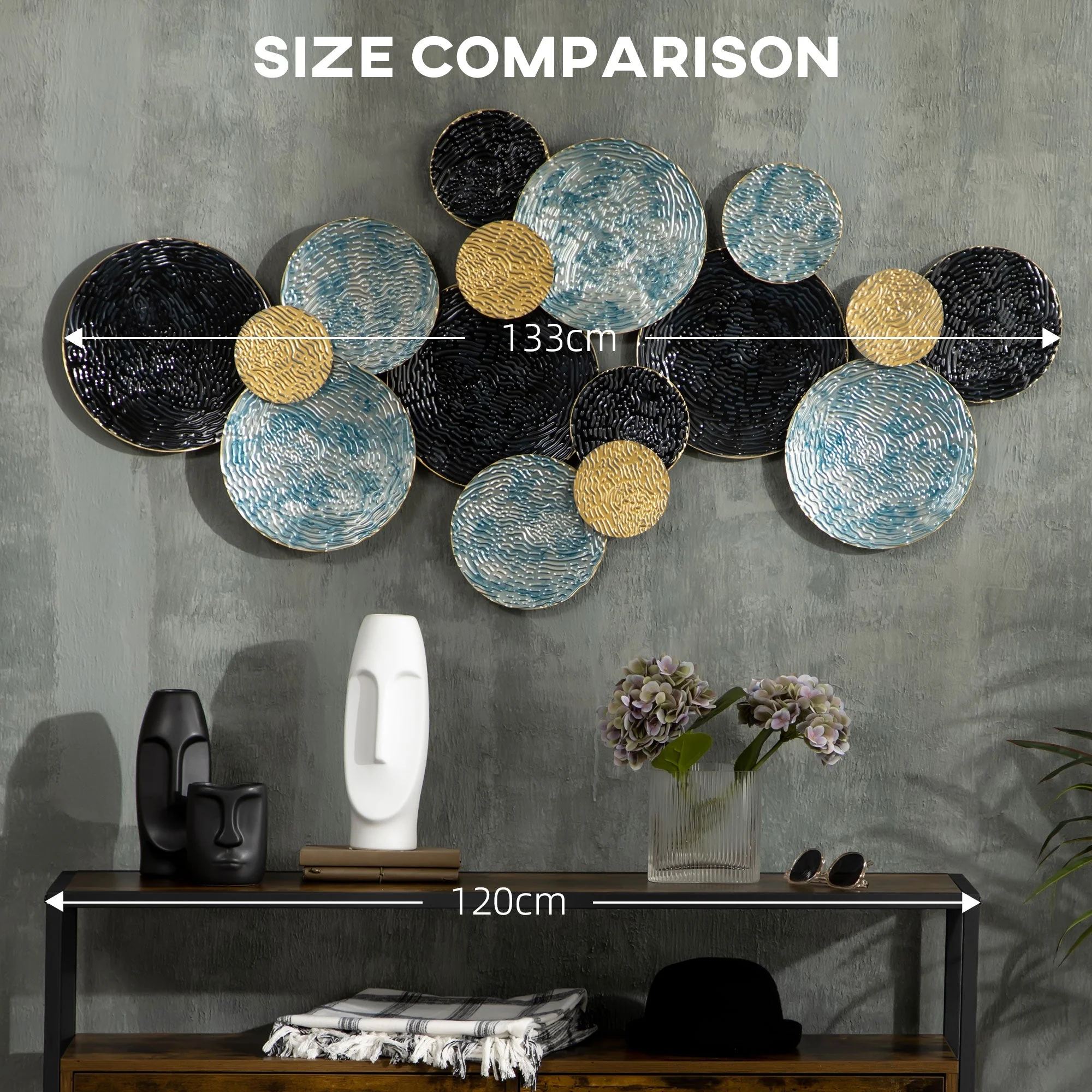 3D Metal Wall Art Modern Circle Hanging Wall Sculptures Home Decor for Living Room Bedroom Dining Room - Image 7