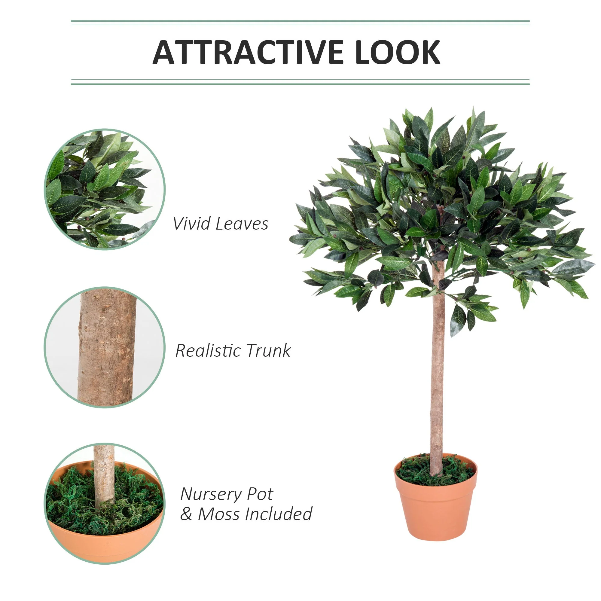 3ft Artificial Olive Tree Indoor Plant Greenary for Home Office Potted in An Orange Pot - Image 4
