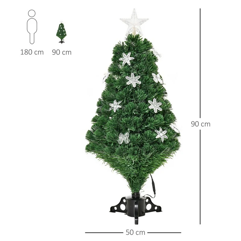 3FT Prelit Artificial Christmas Tree Fiber Optic LED Light Holiday Home Xmas Decoration Tree with Foldable Feet - Image 3