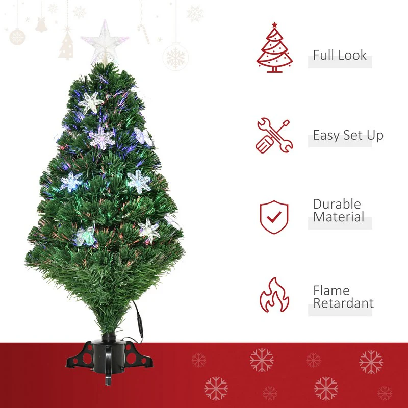 3FT Prelit Artificial Christmas Tree Fiber Optic LED Light Holiday Home Xmas Decoration Tree with Foldable Feet - Image 4