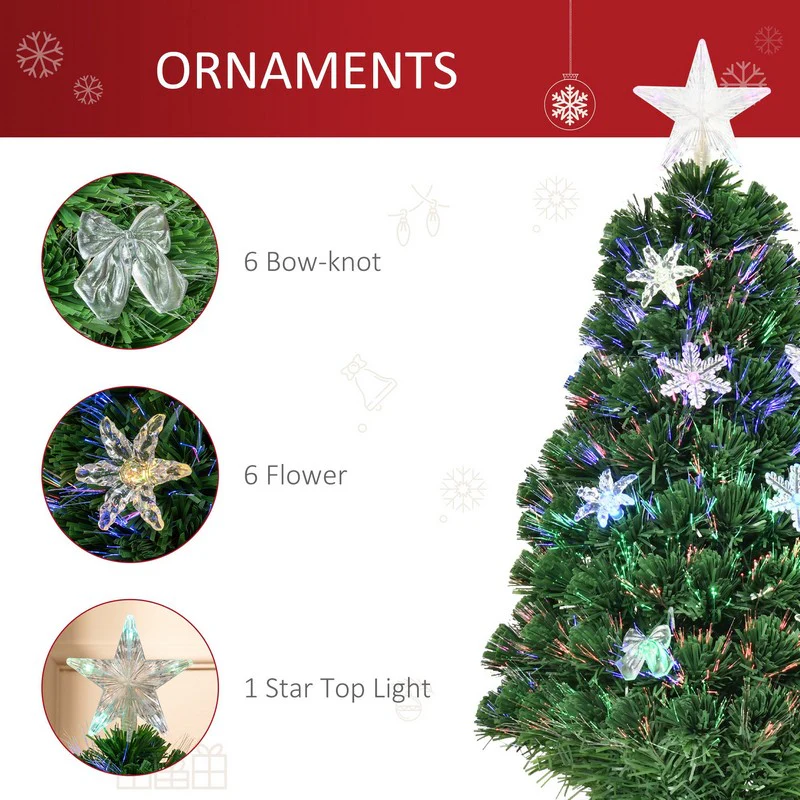 3FT Prelit Artificial Christmas Tree Fiber Optic LED Light Holiday Home Xmas Decoration Tree with Foldable Feet - Image 6