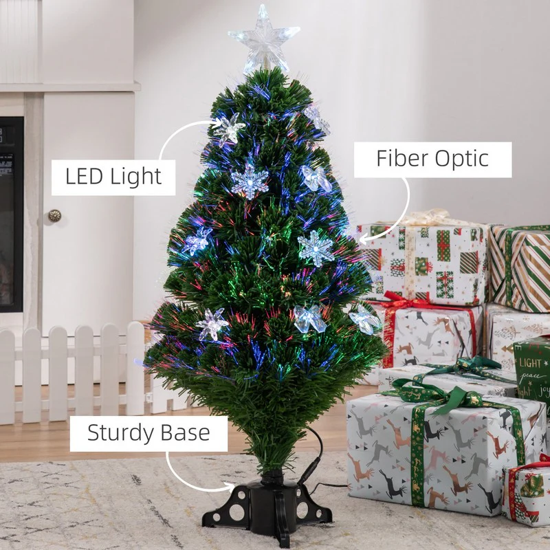 3FT Prelit Artificial Christmas Tree Fiber Optic LED Light Holiday Home Xmas Decoration Tree with Foldable Feet - Image 7
