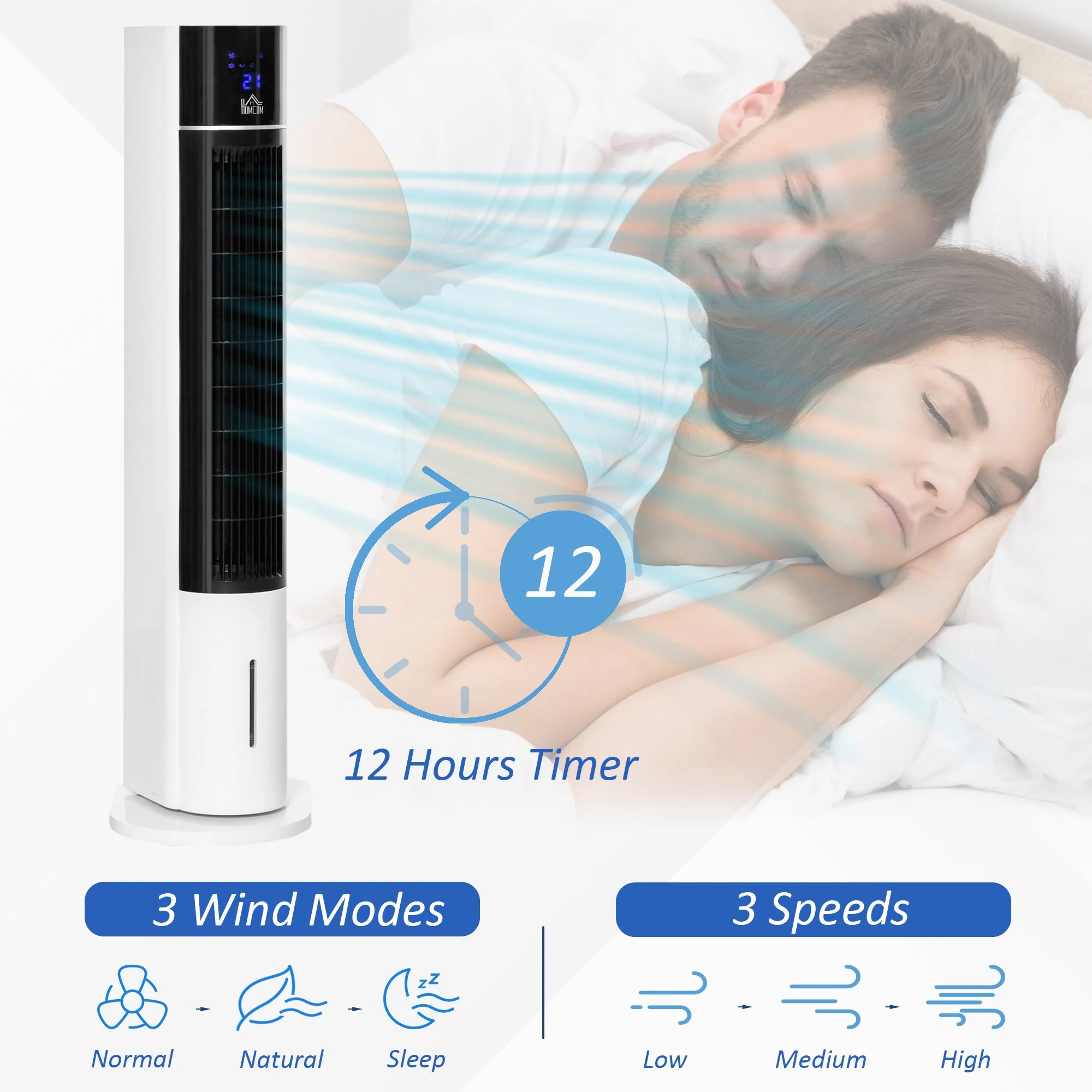 3L Oscillating Three Speed Air Cooler With Timer & Remote Control White & Black - Image 5