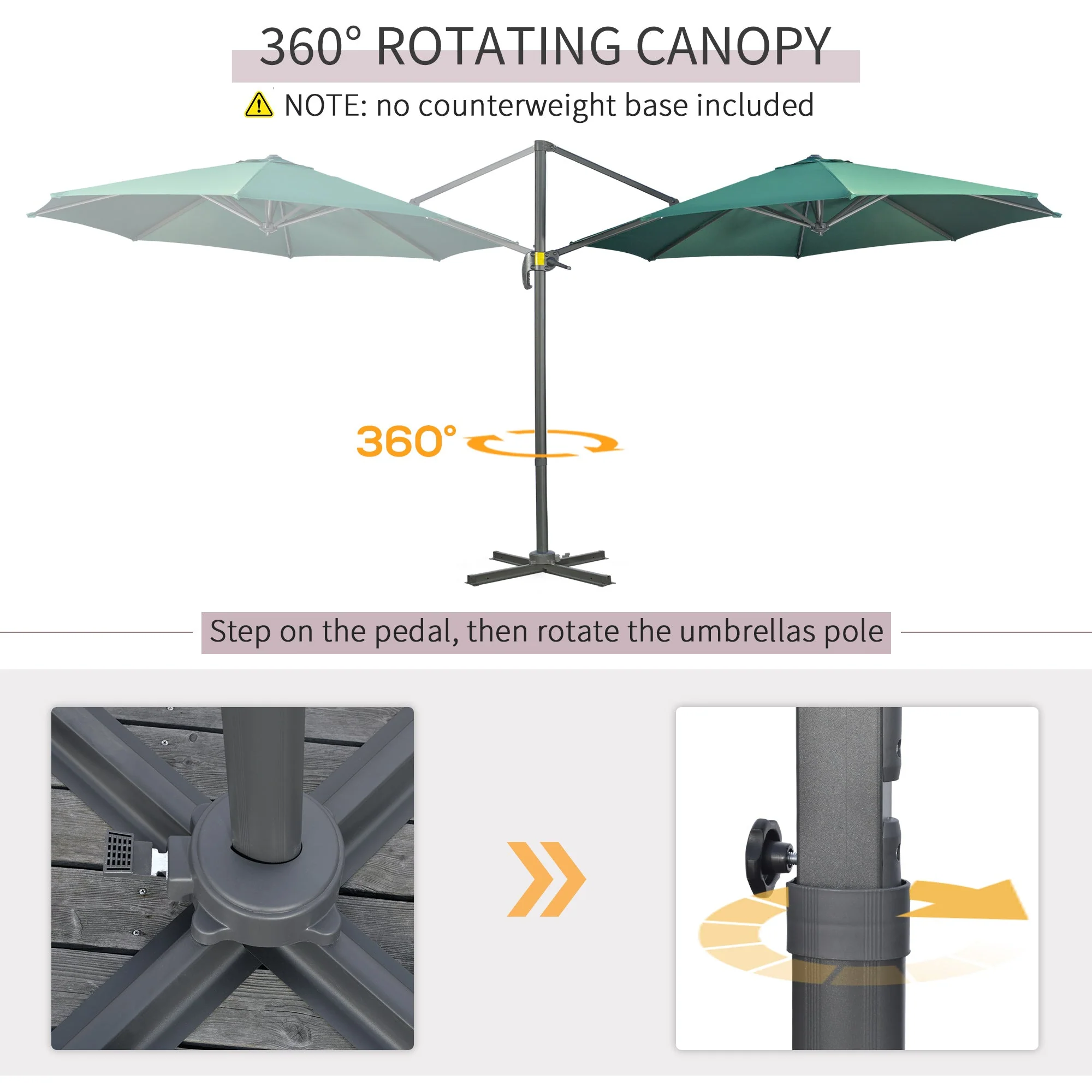 3m 360° Rotating Cantilever Parasol - Image 4