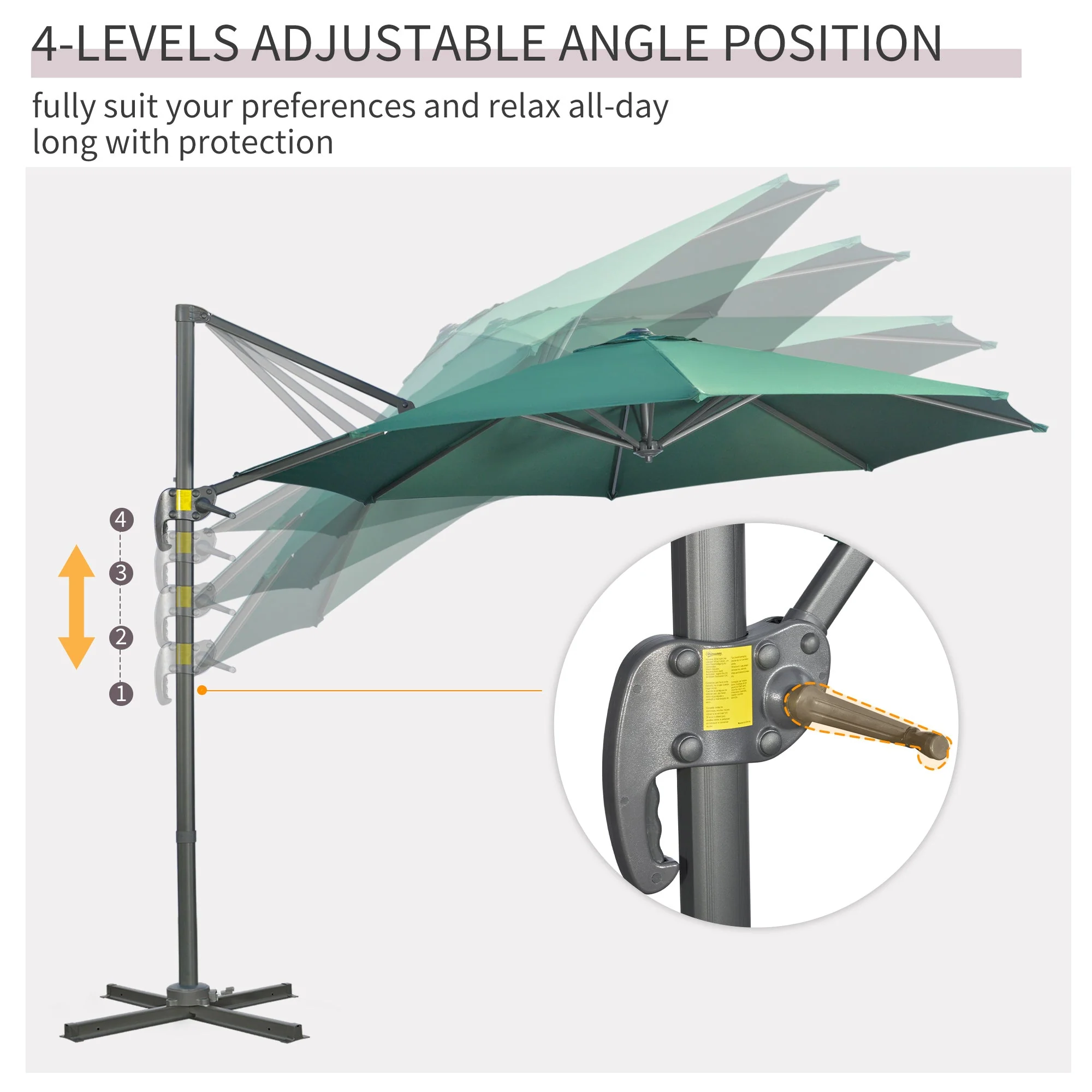 3m 360° Rotating Cantilever Parasol - Image 5