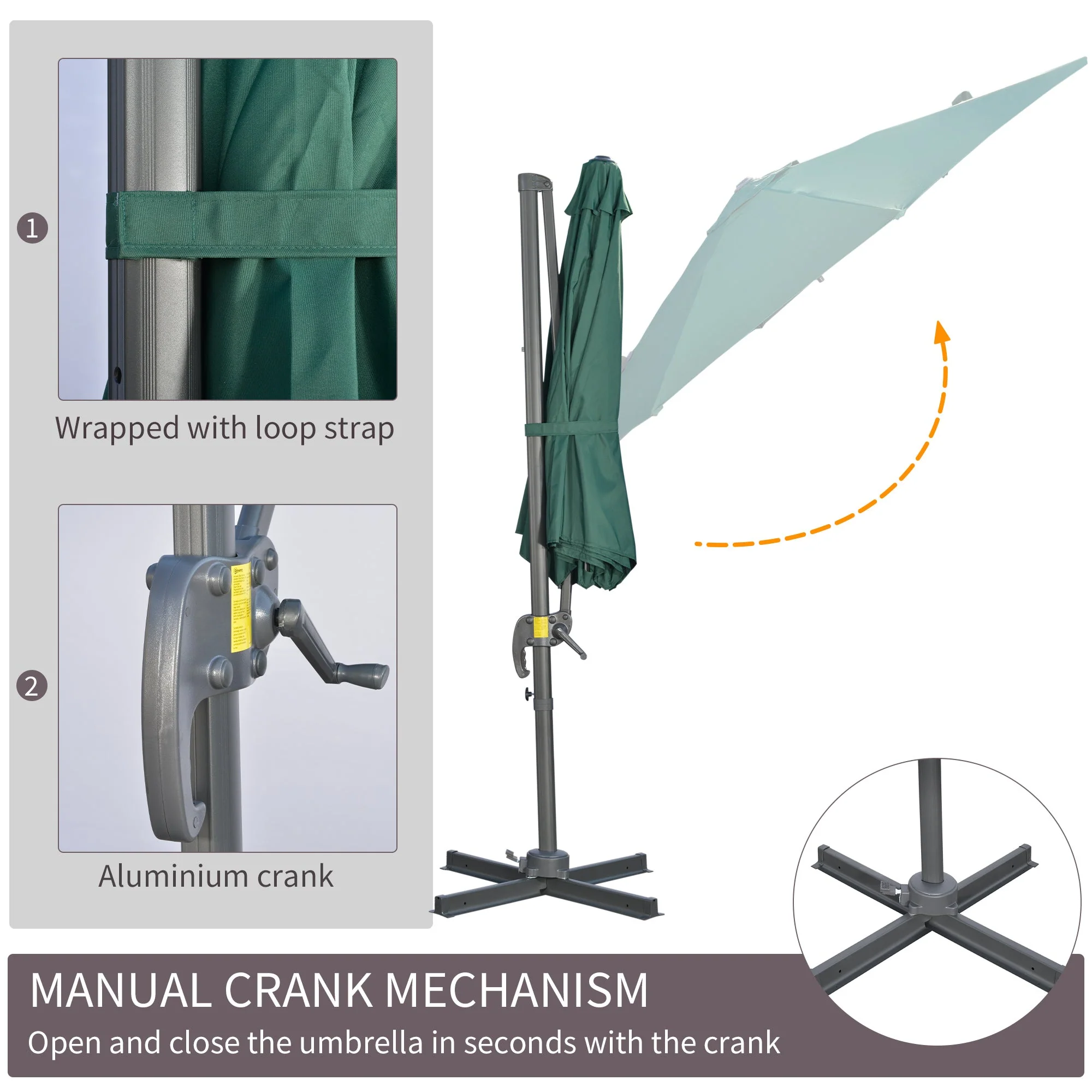 3m 360° Rotating Cantilever Parasol - Image 6