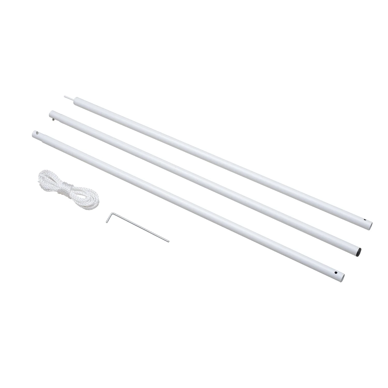 3M Awning Sail Shade Canopy Pole Kit Adjustable Pole With Rope Metal - White - Image 9