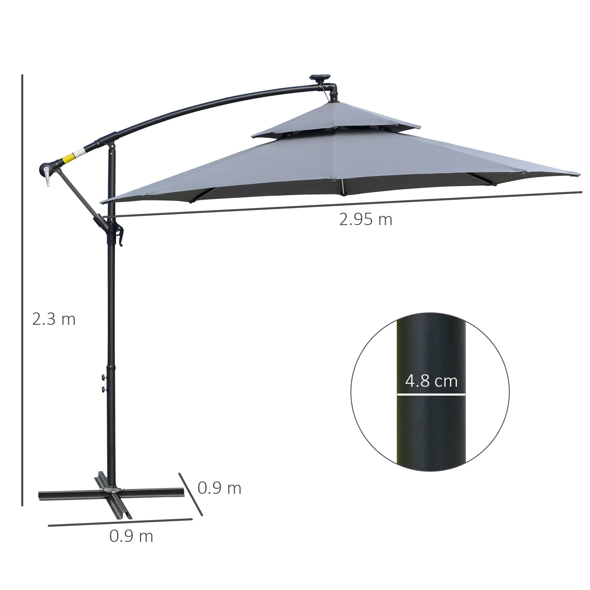 3M Cantilever Banana Parasol Hanging Umbrella with Double Roof - Image 2