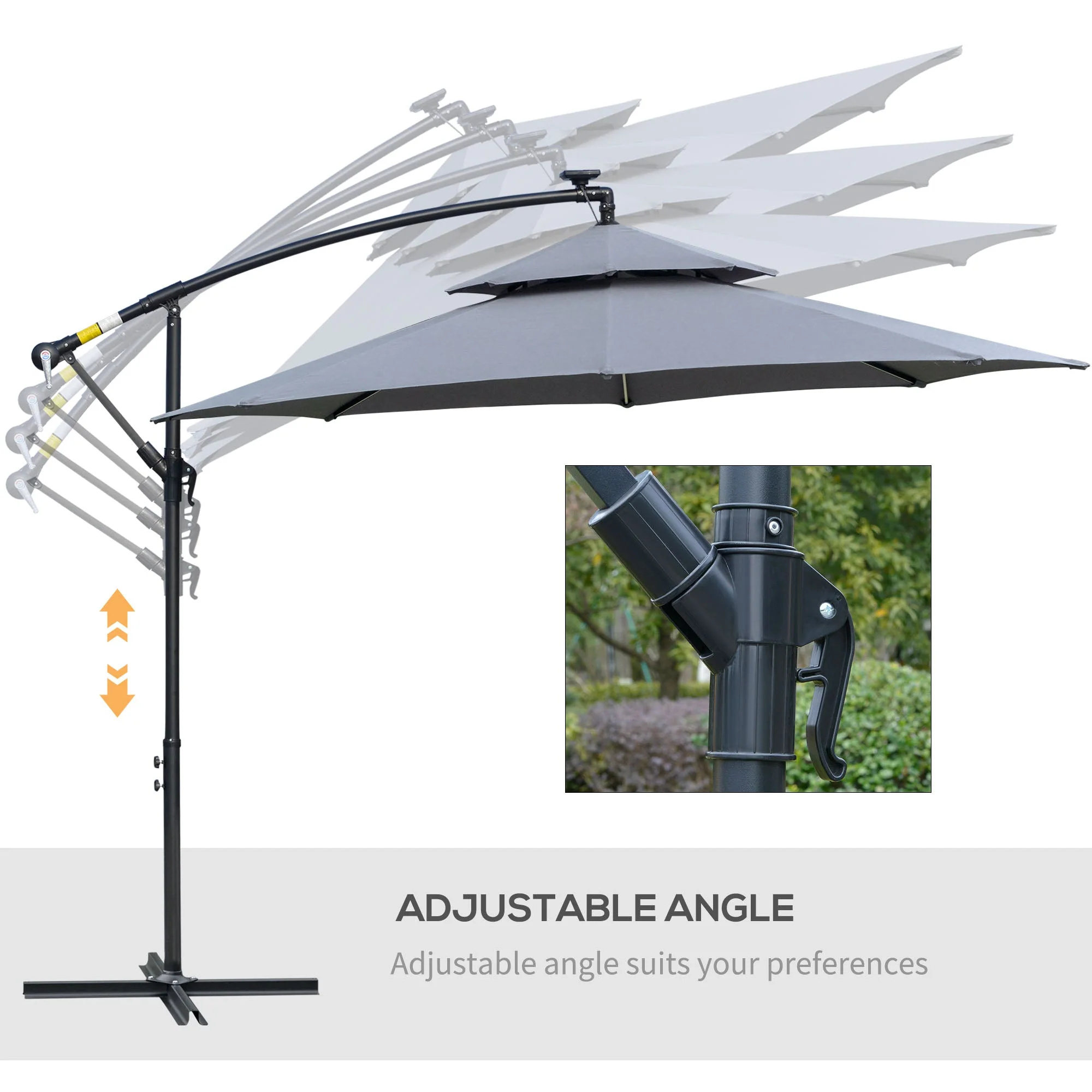 3M Cantilever Banana Parasol Hanging Umbrella with Double Roof - Image 5