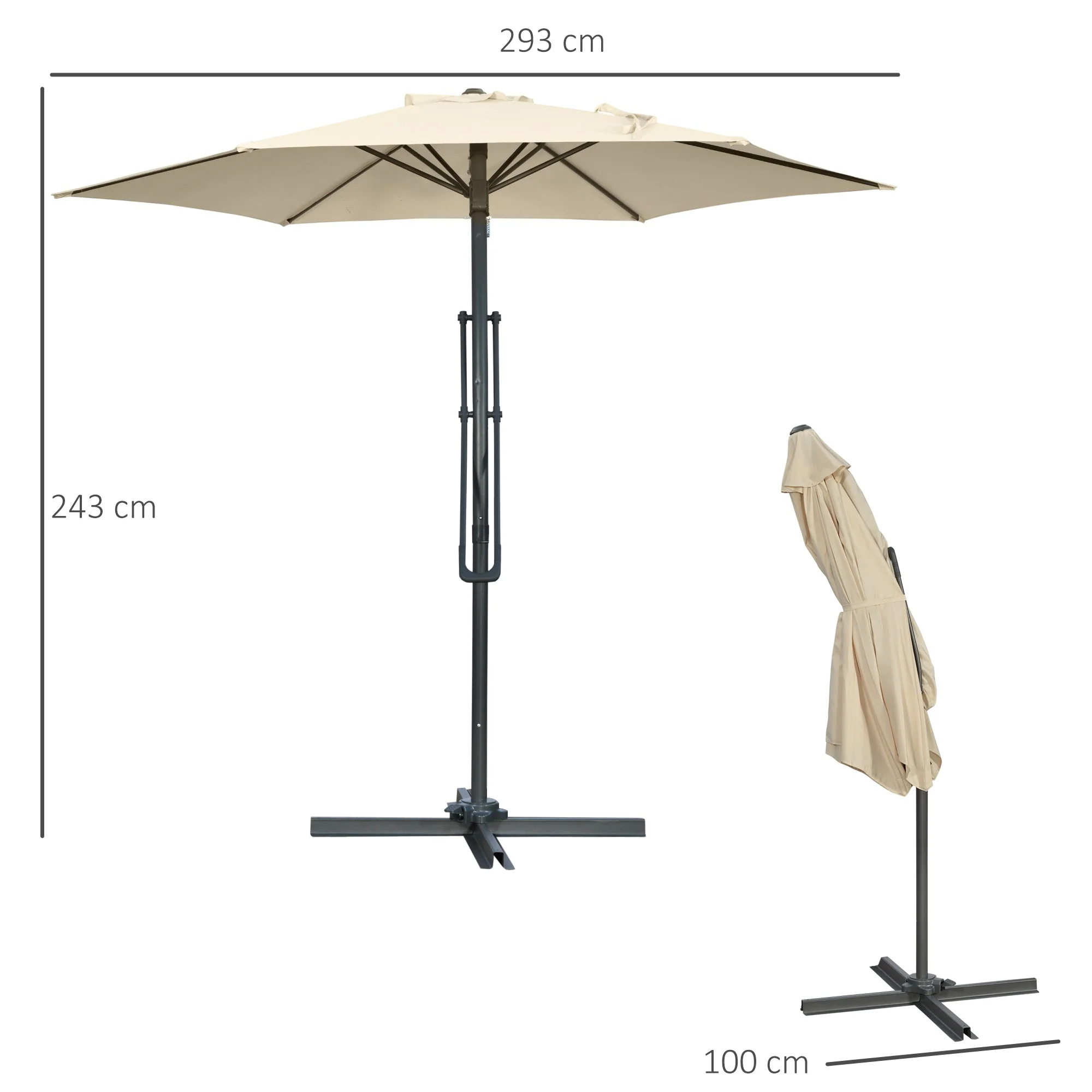 3m Cantilever Parasol with Easy Lever - Image 2