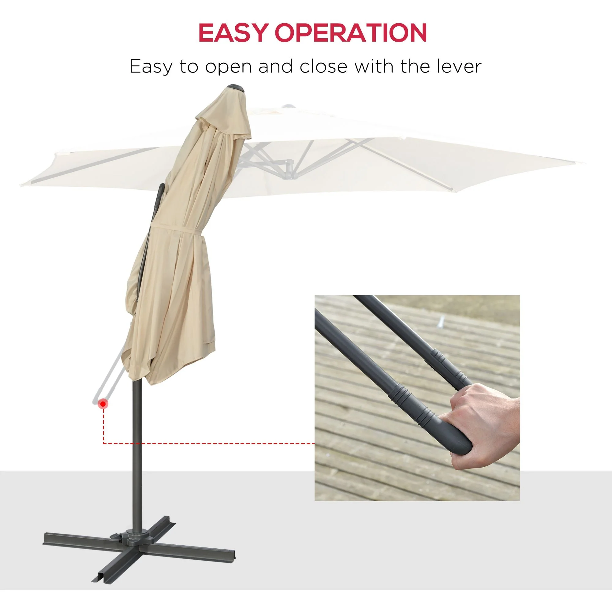 3m Cantilever Parasol with Easy Lever - Image 3