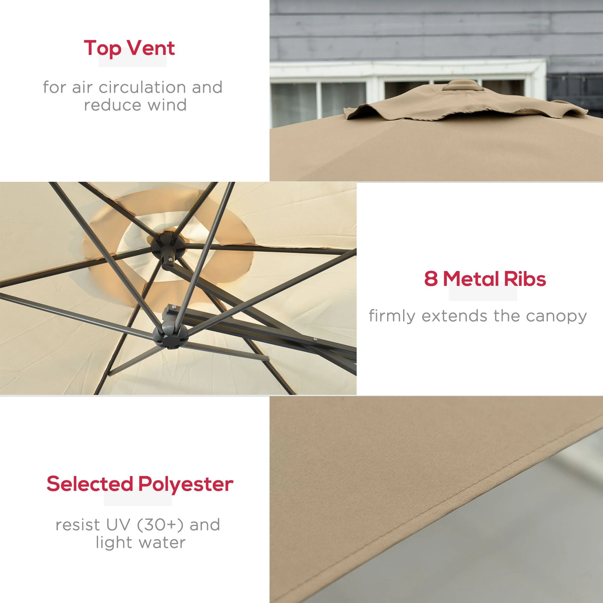 3m Cantilever Parasol with Easy Lever - Image 4