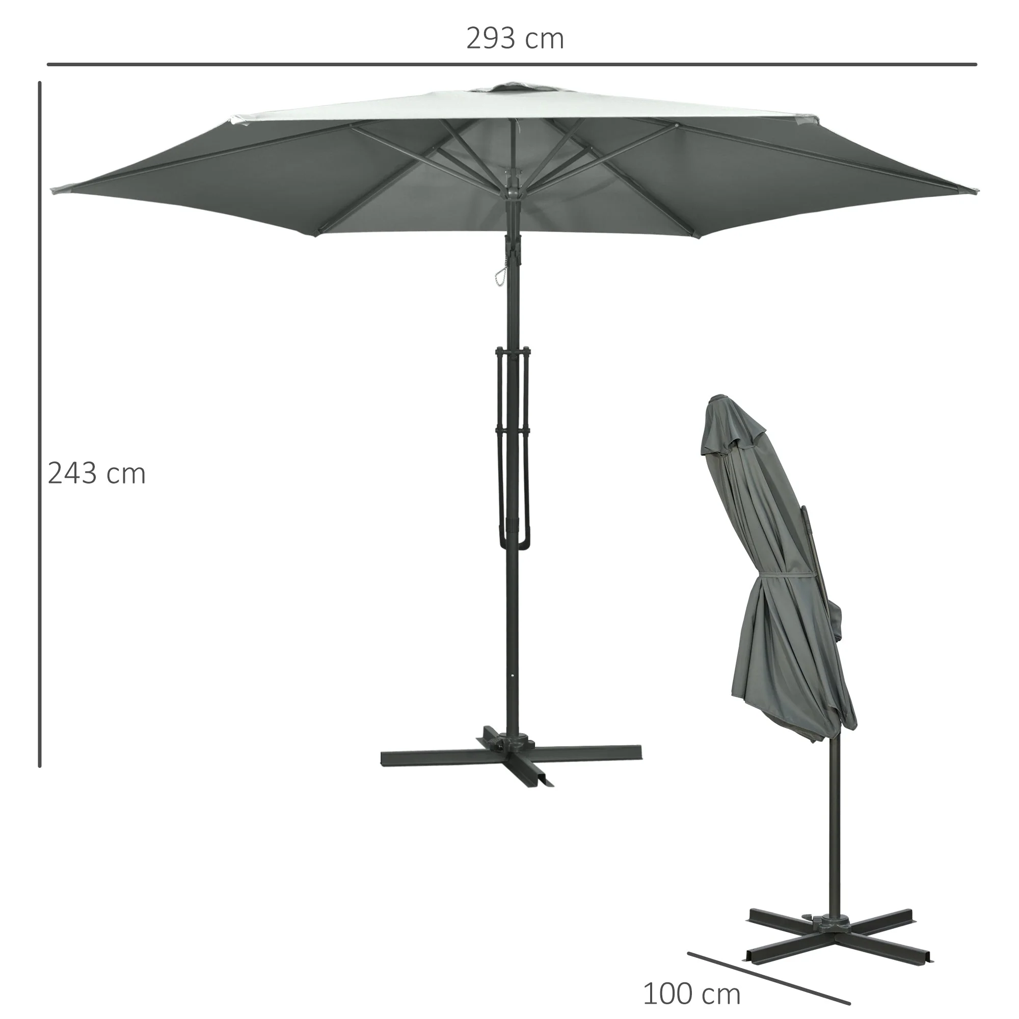 3m Cantilever Parasol with Easy Lever - Image 2