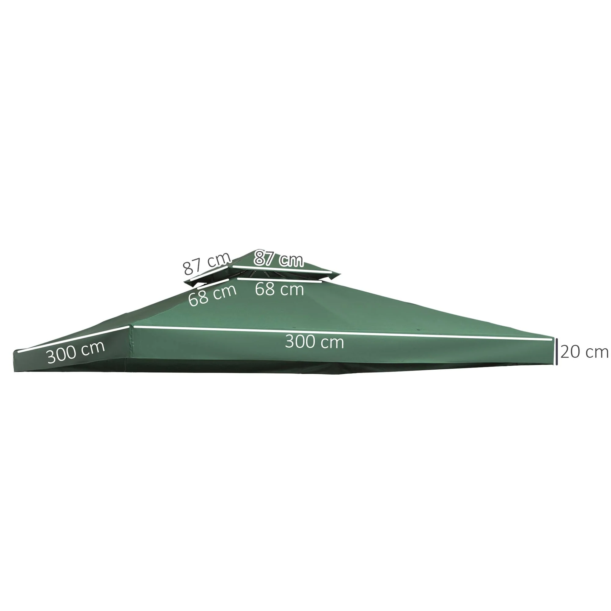 3M Gazebo Top Cover Double Tier Canopy Replacement Pavilion Roof Dark Green - Image 3