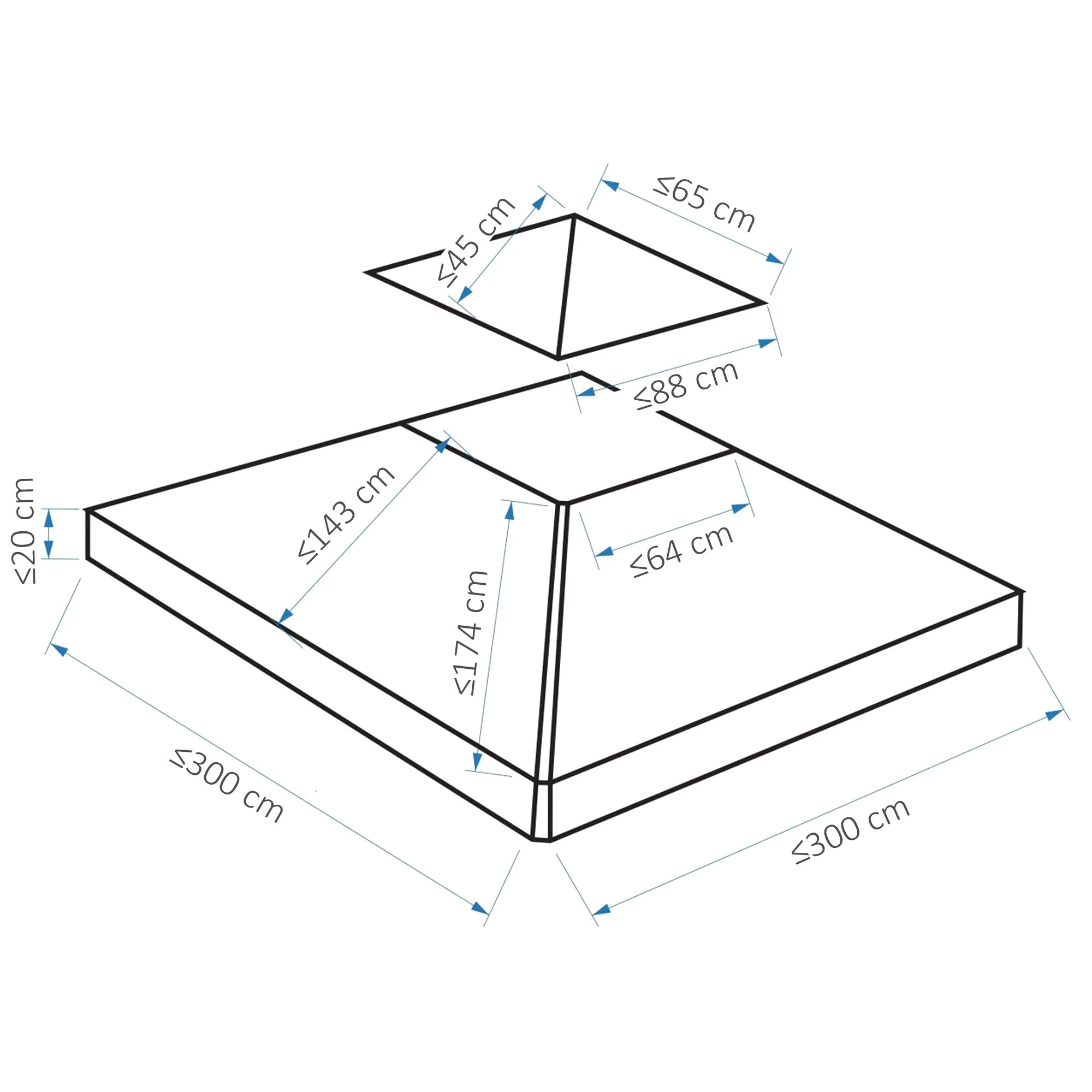 3M Gazebo Top Cover Double Tier Canopy Replacement Pavilion Roof Light Grey - Image 3
