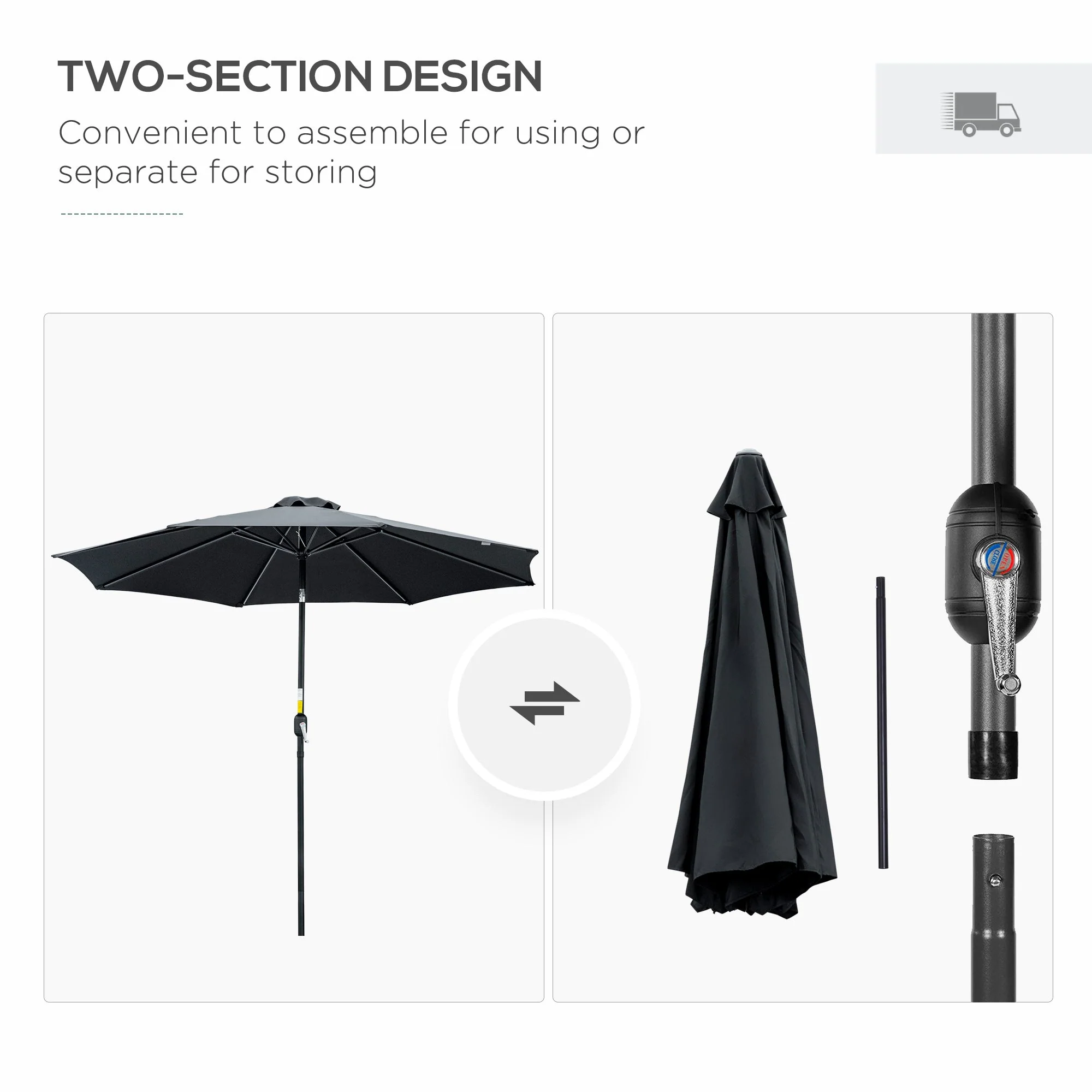 3M Tilting Parasol Garden Umbrellas - Image 6