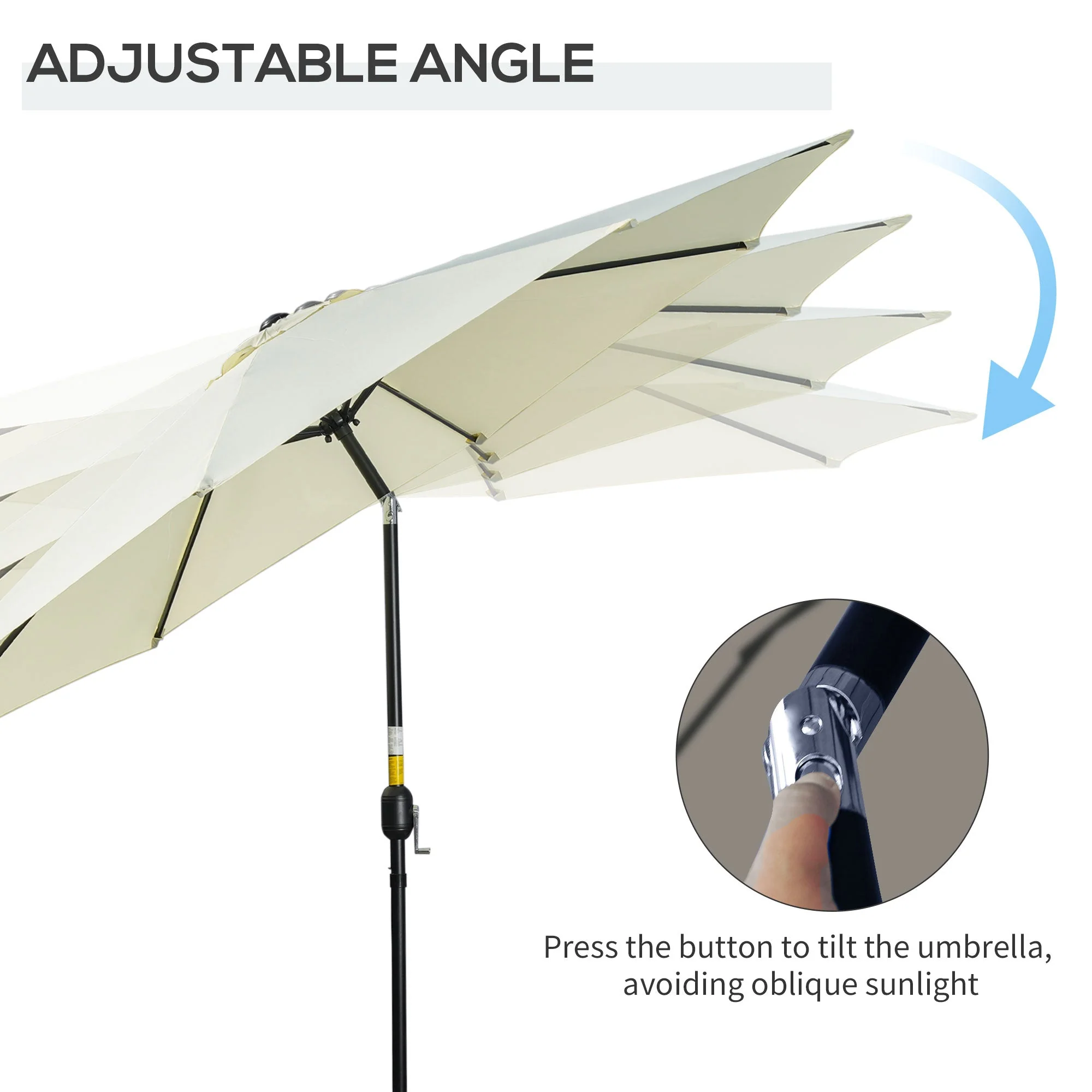 3M Tilting Parasol Garden Umbrellas - Image 3