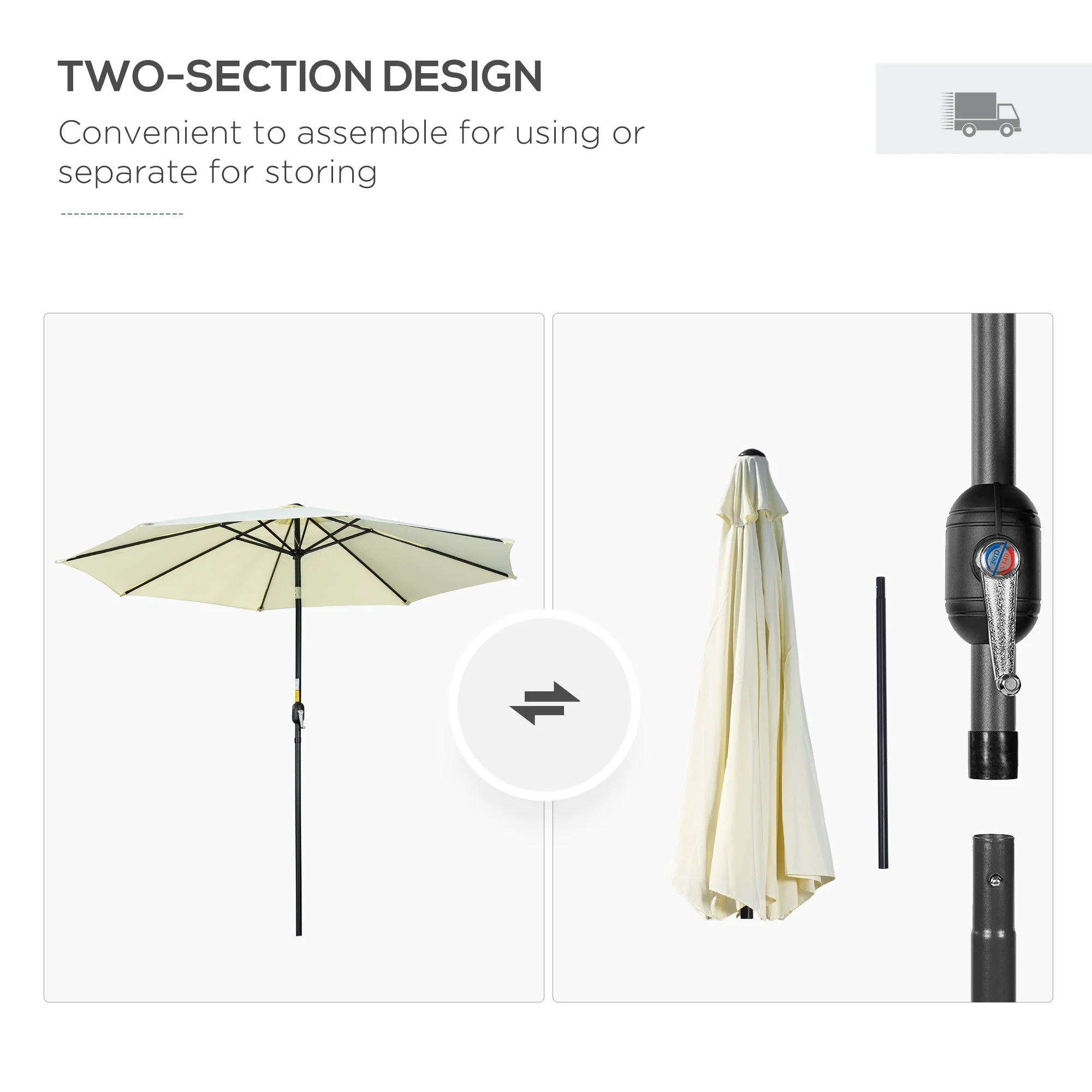 3M Tilting Parasol Garden Umbrellas - Image 5