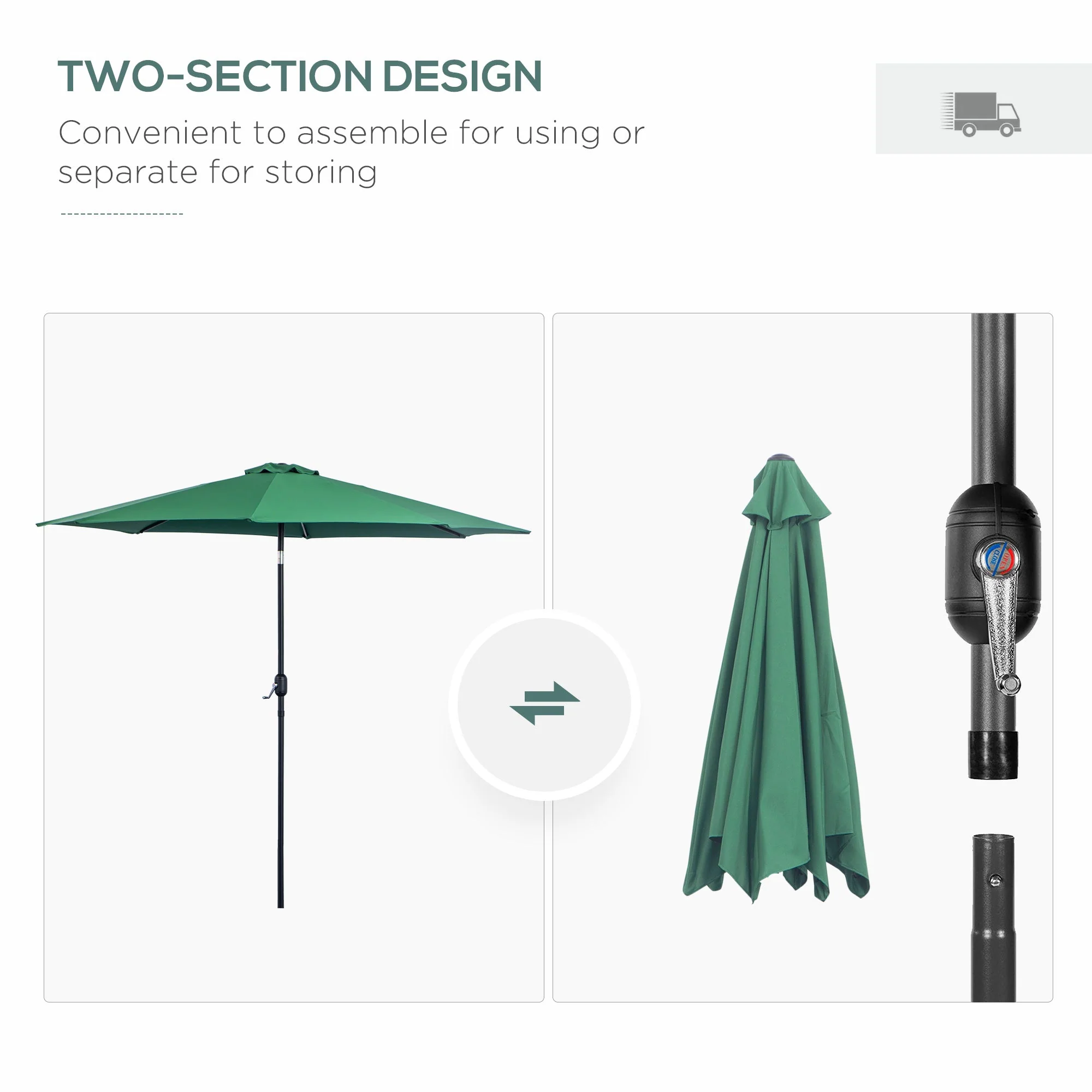 3M Tilting Parasol Garden Umbrellas - Image 5