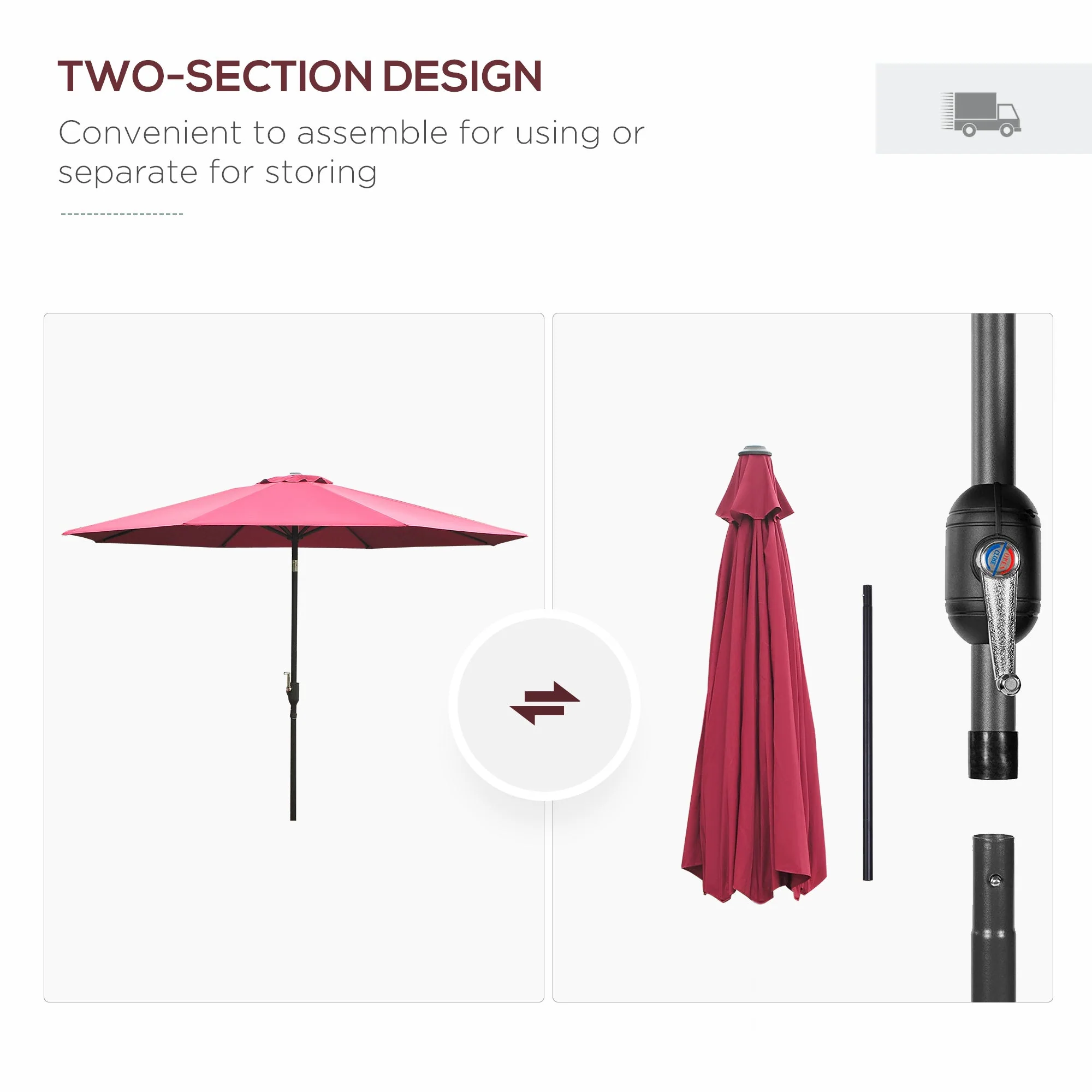 3M Tilting Parasol Garden Umbrellas - Image 4
