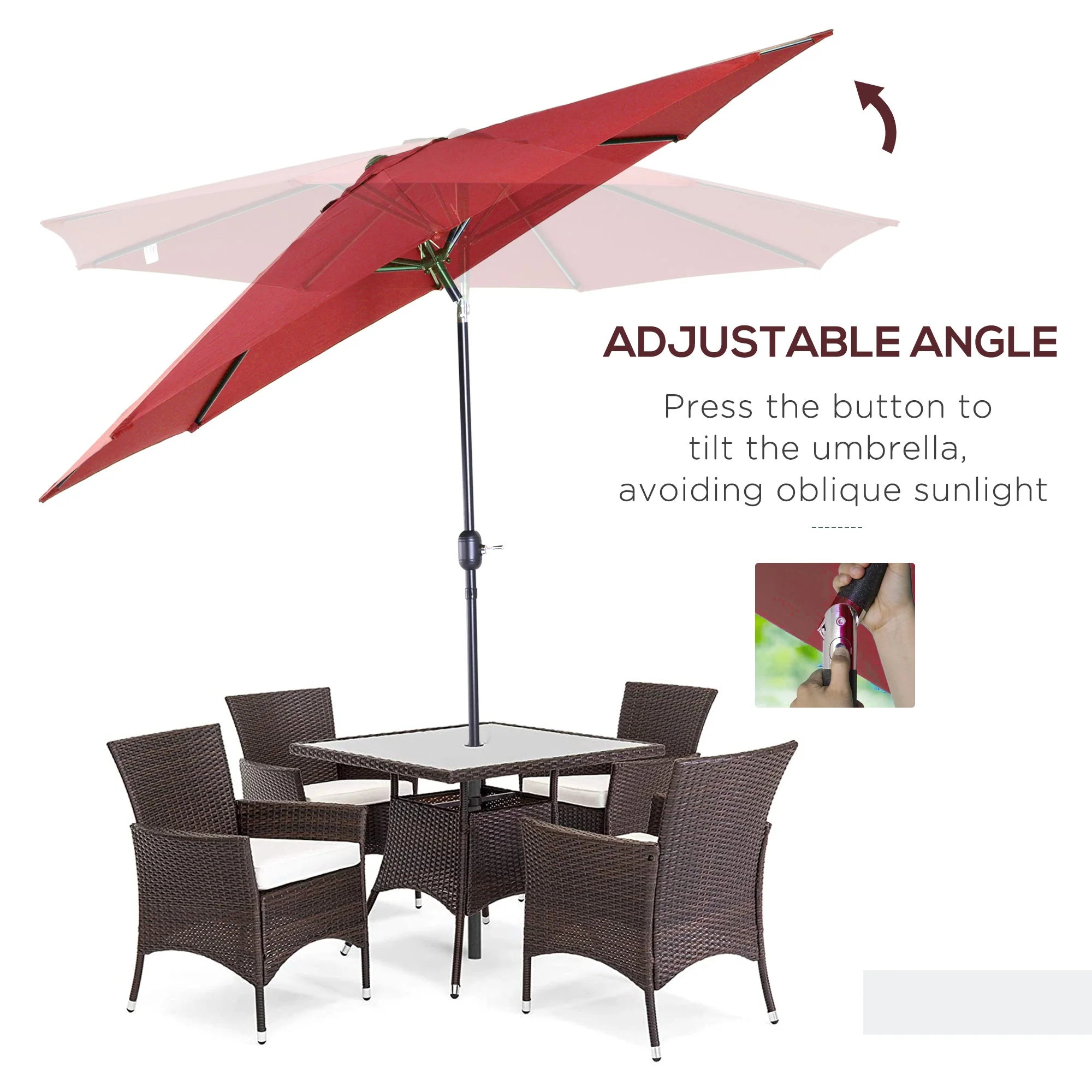 3M Tilting Parasol Garden Umbrellas - Image 5