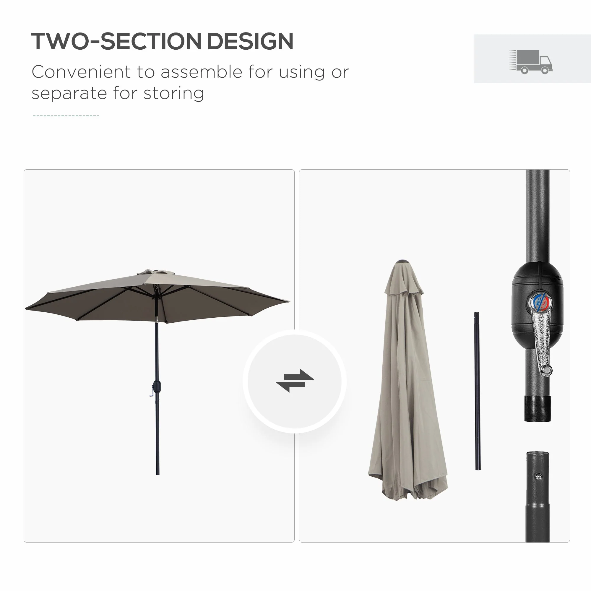 3M Tilting Parasol Garden Umbrellas - Image 5