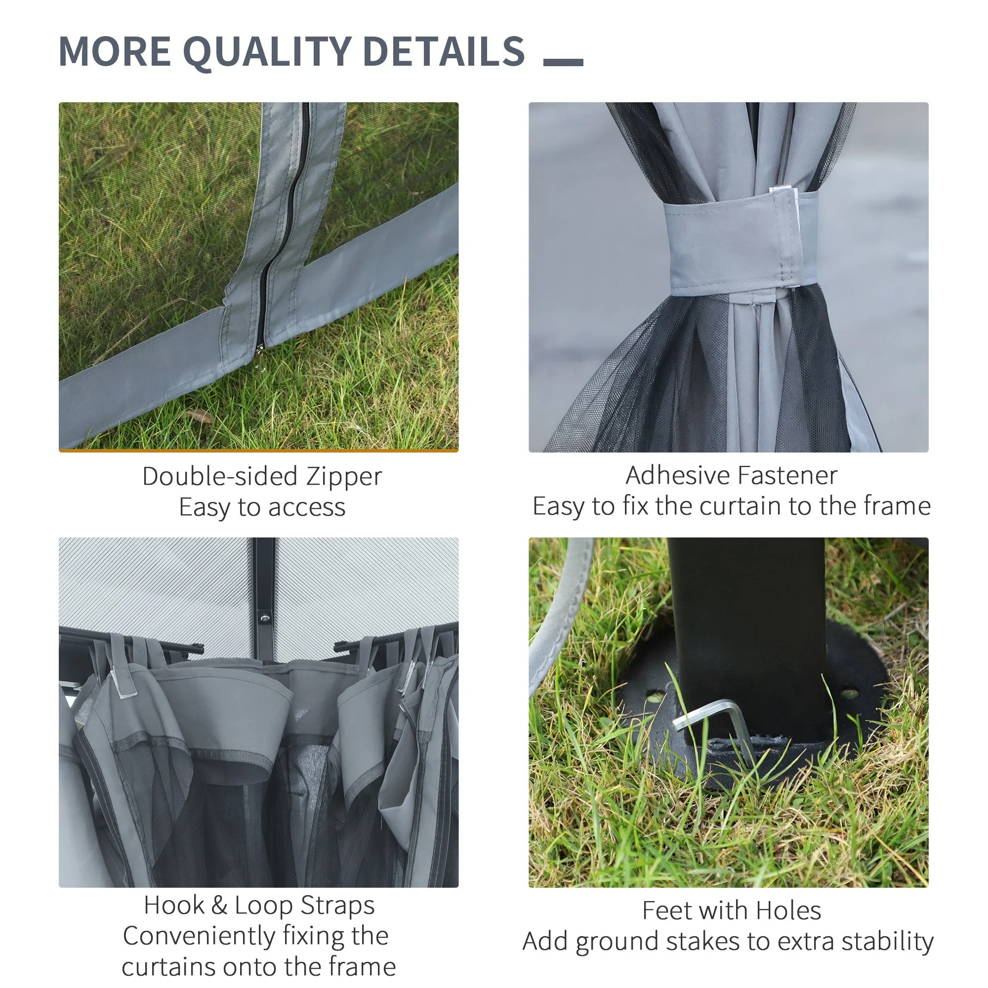 3m x 3m Hardtop Metal Frame Mesh Draped Gazebo Black - Image 5