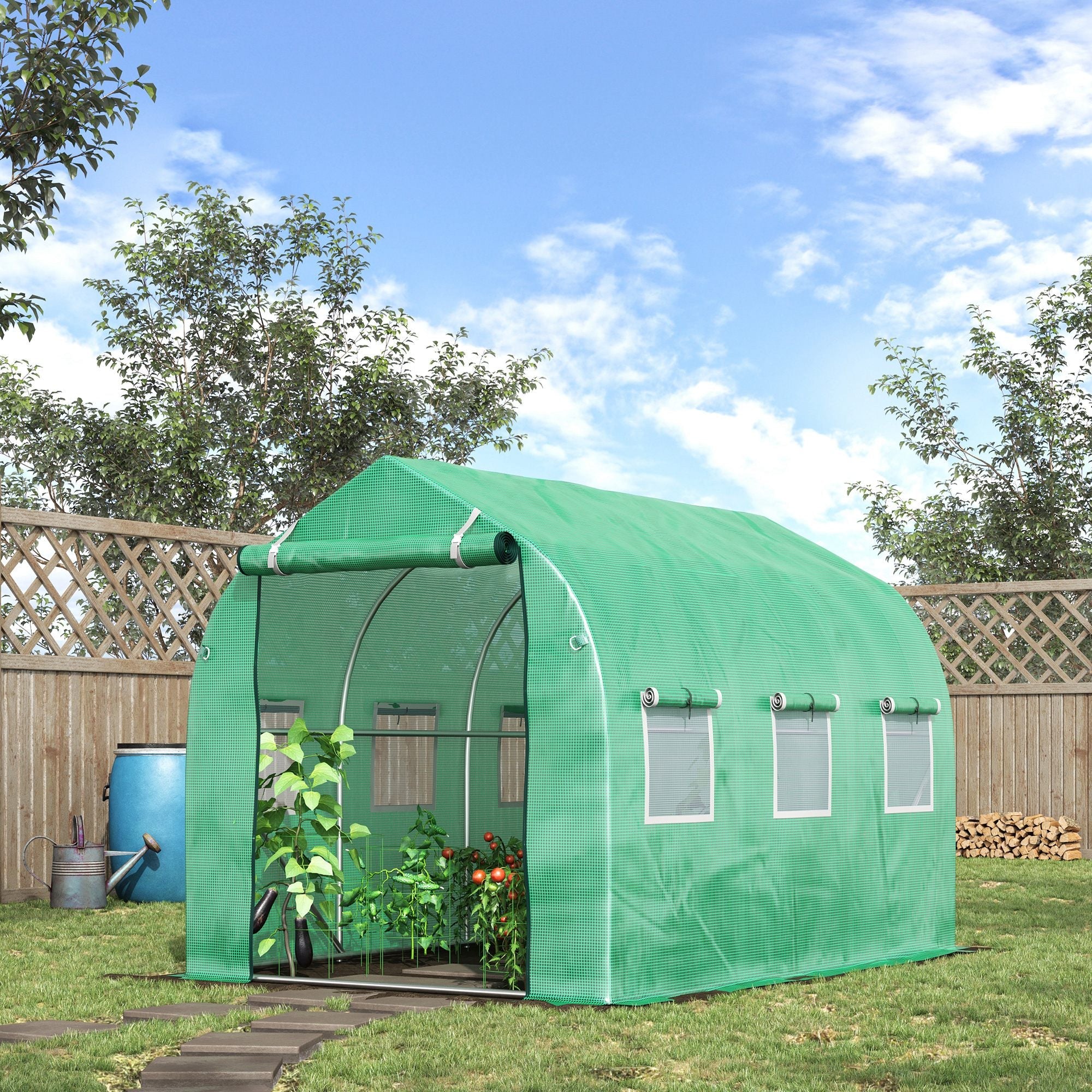 3x2 m Polytunnel Walk-in Greenhouse-Green - Image 2