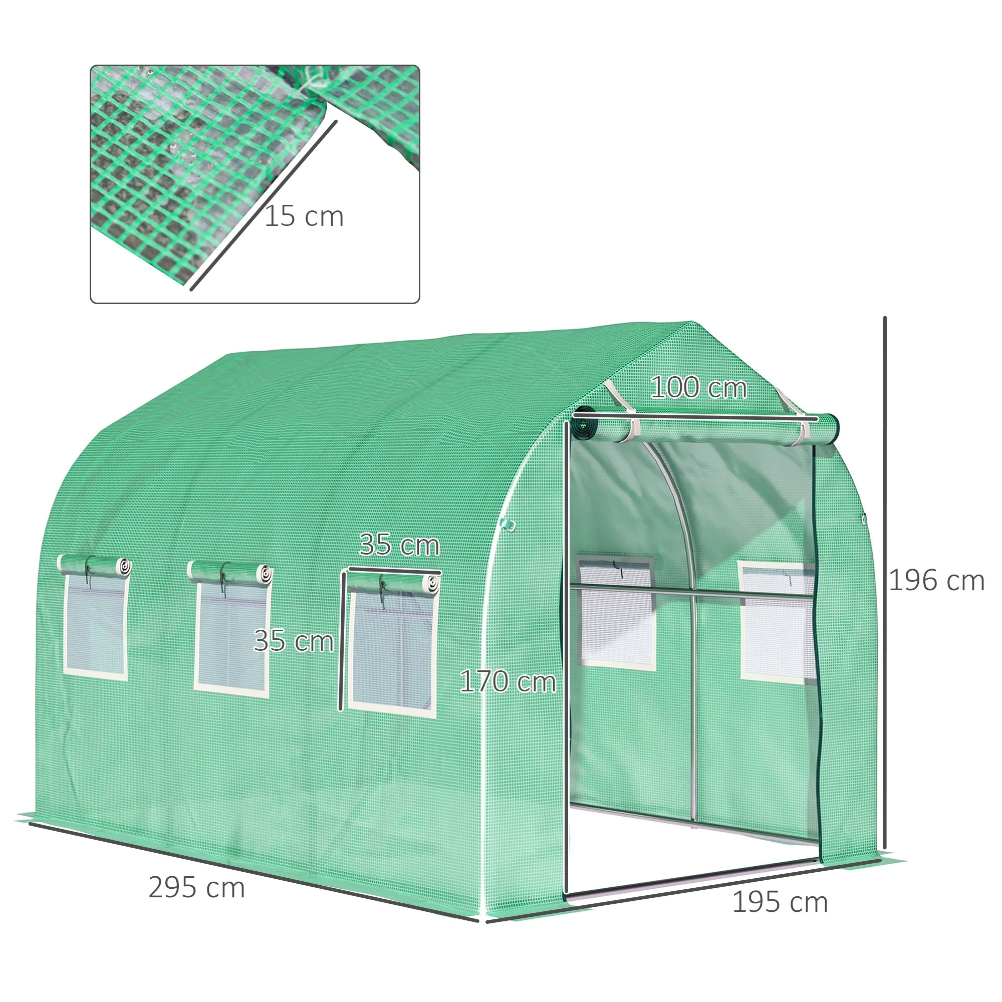 3x2 m Polytunnel Walk-in Greenhouse-Green - Image 3