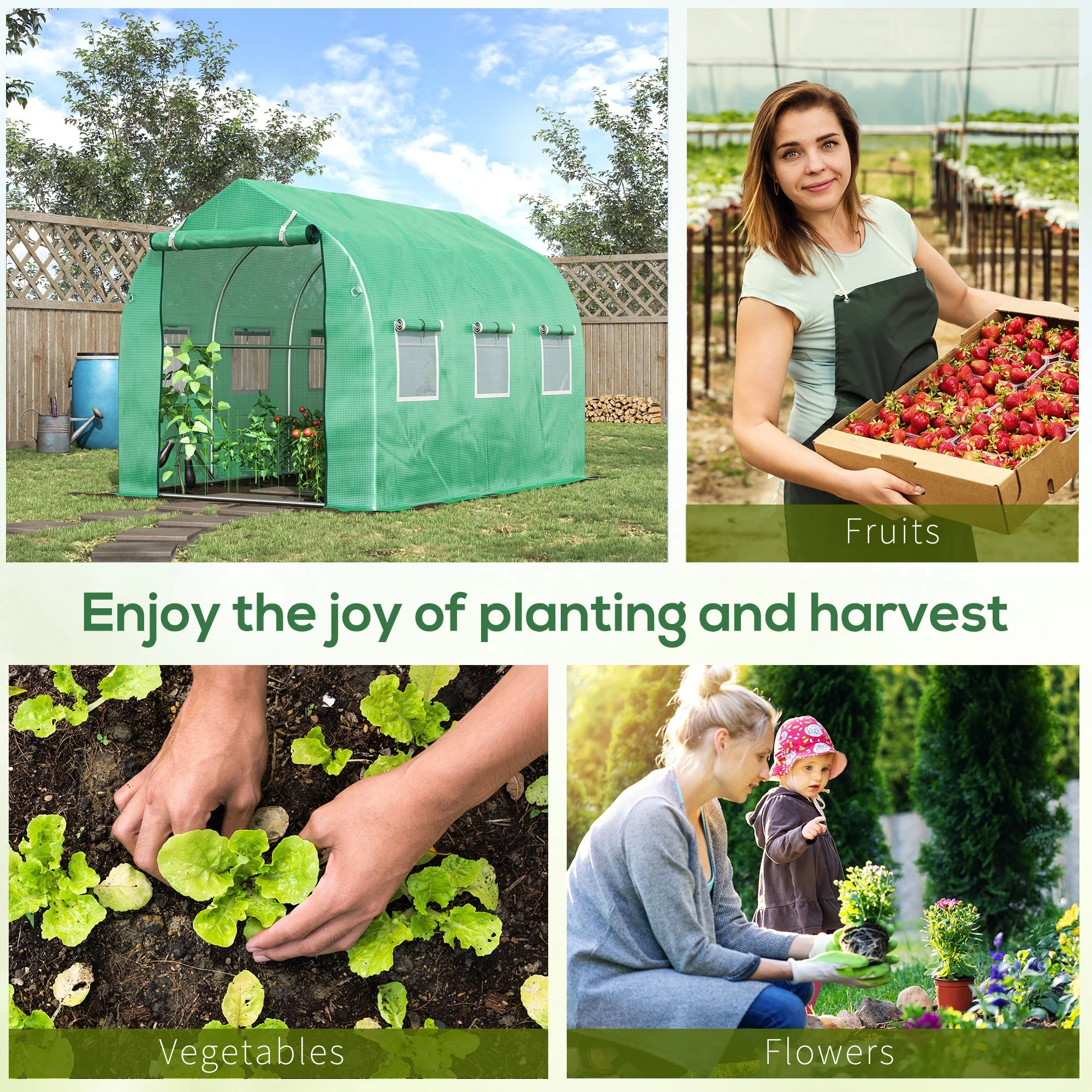 3x2 m Polytunnel Walk-in Greenhouse-Green - Image 7