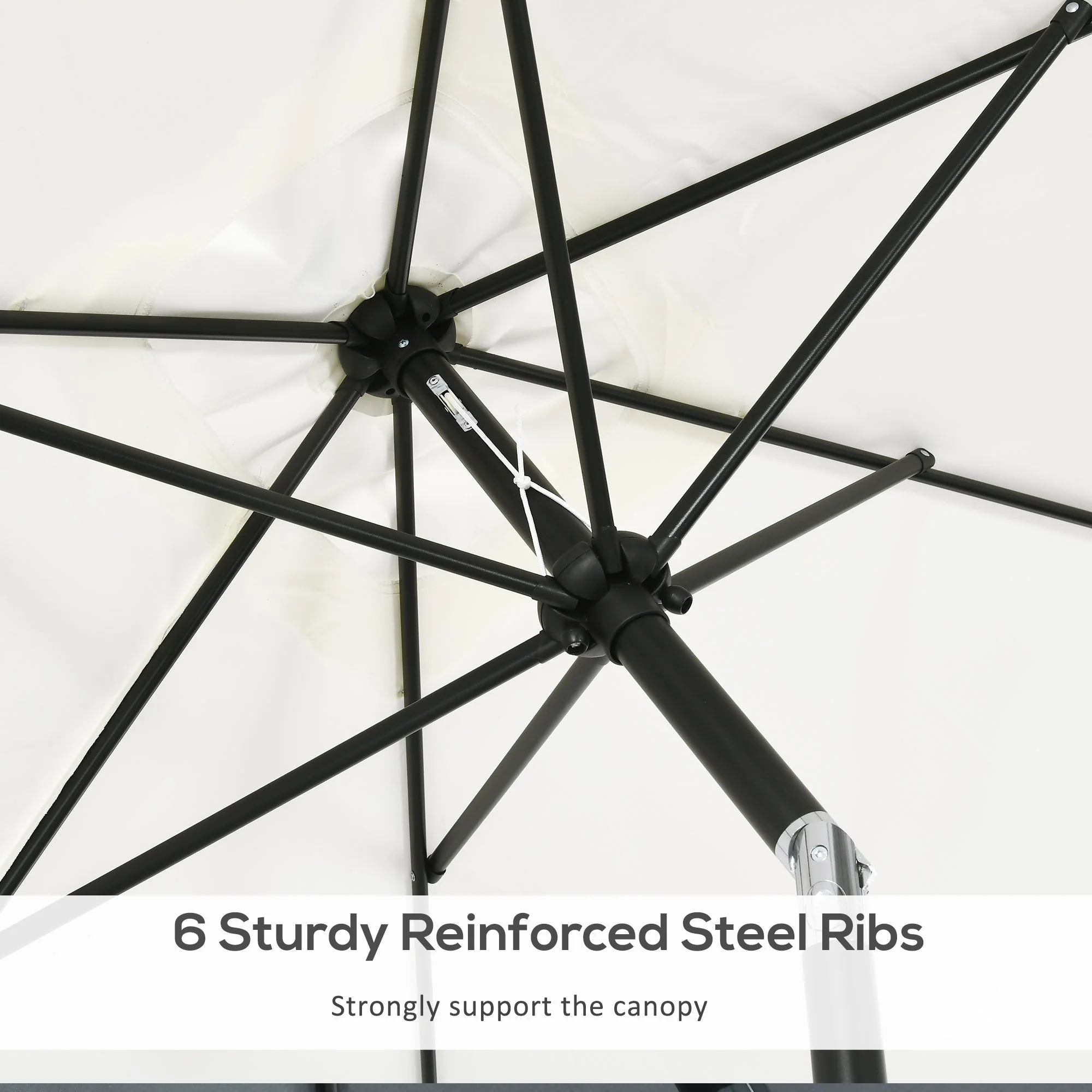 3x2m Patio Parasol Garden Umbrellas Canopy with Aluminum Tilt Crank Rectangular Sun Shade Steel - Image 7