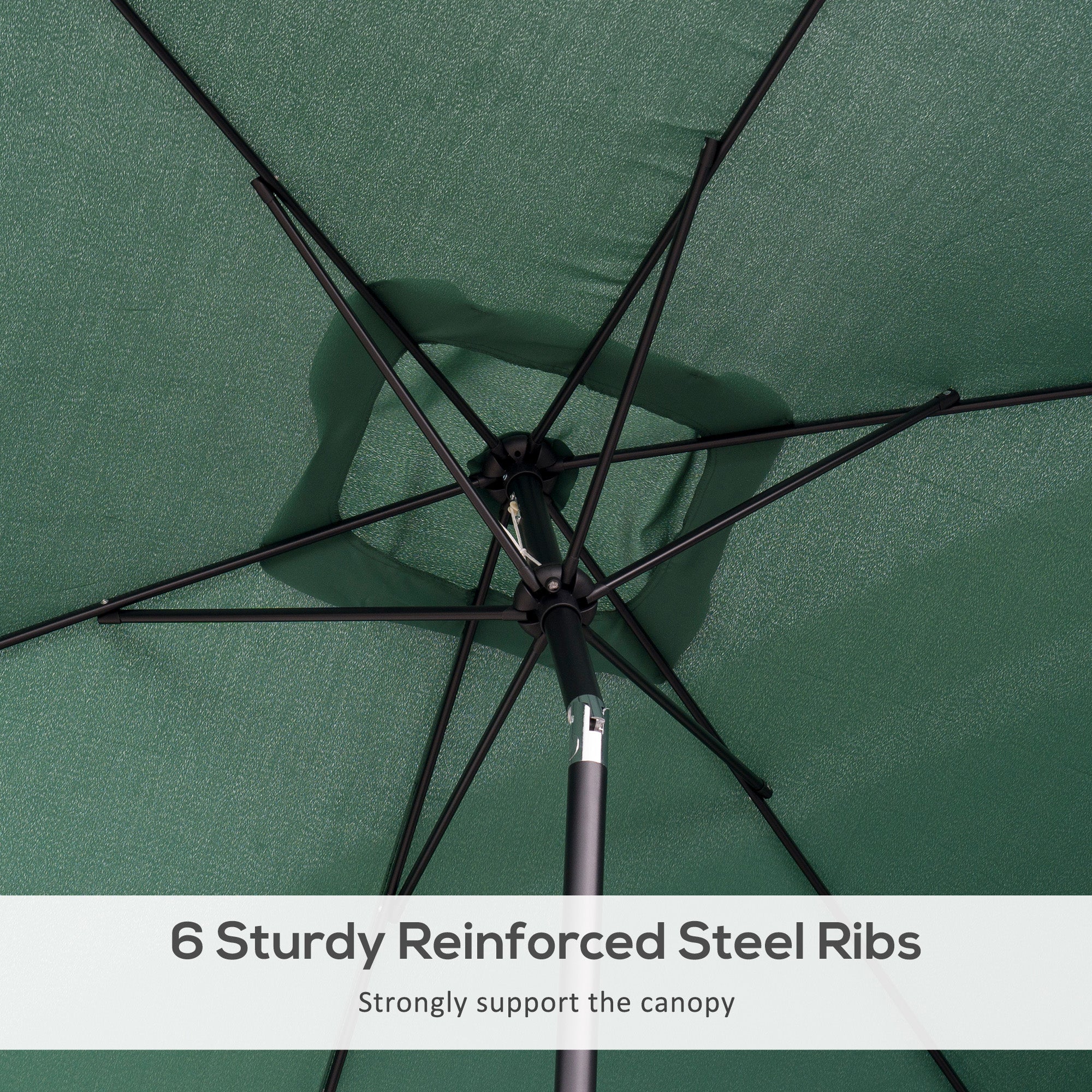 3x2m Patio Parasol Garden Umbrellas Canopy with Aluminum Tilt Crank Rectangular Sun Shade Steel - Image 7
