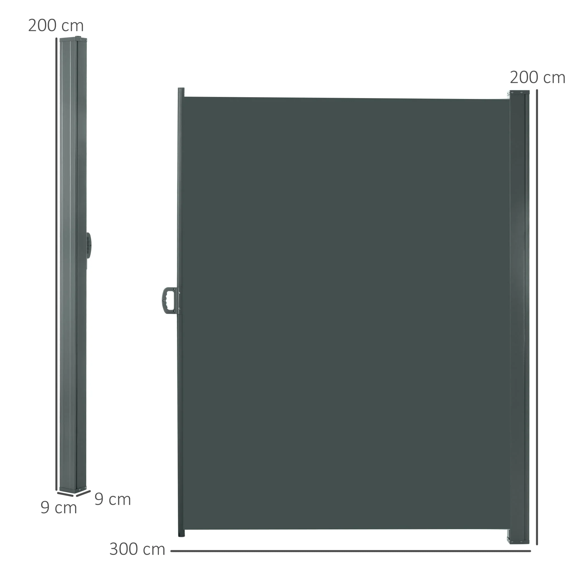 3x2m Retractable Sun Side Awning Screen Fence Patio Garden Wall Balcony Screening Panel Outdoor Blind Privacy Divider - Image 2