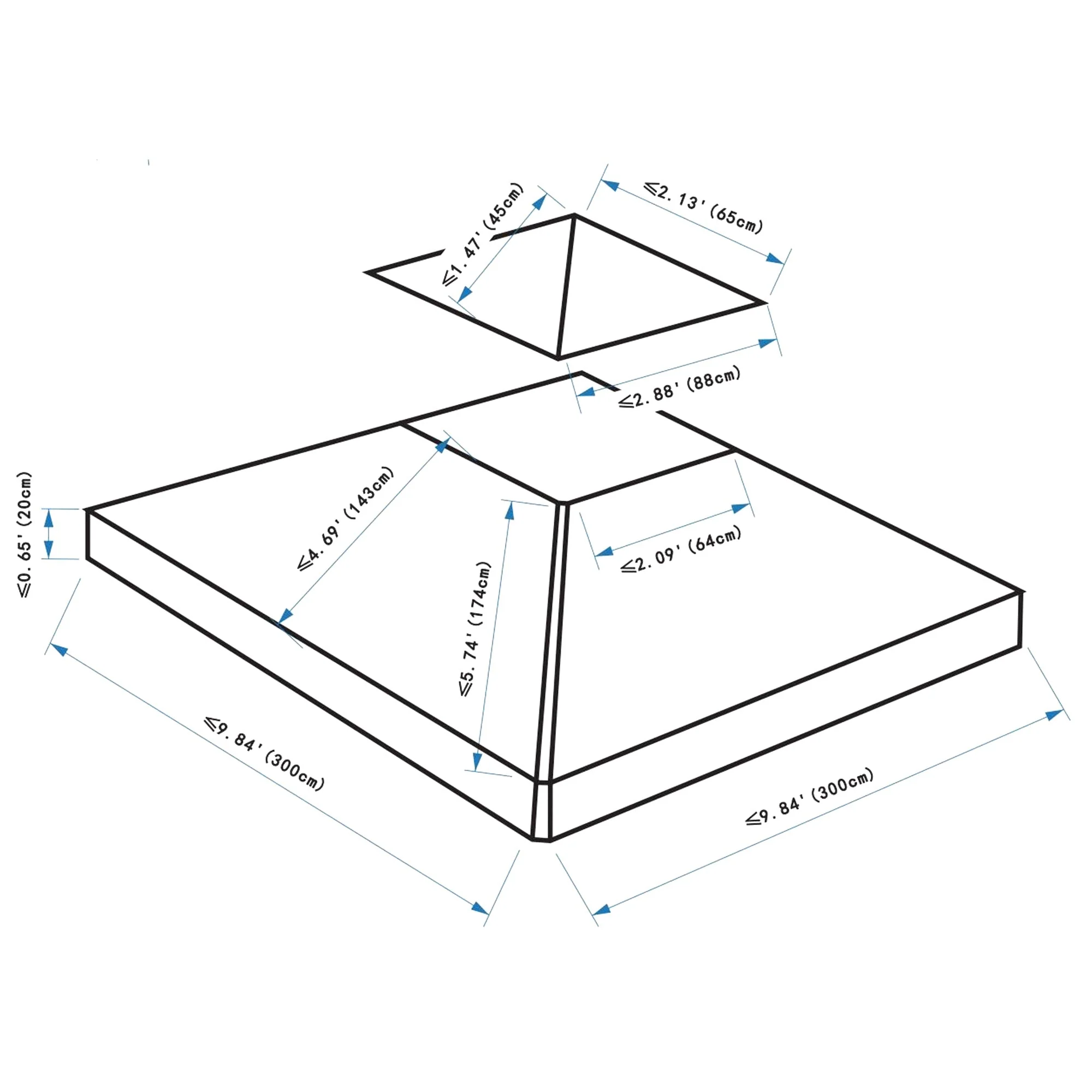 3x3 m Double-Tier Canopy Top Replacement-Coffee - Image 3