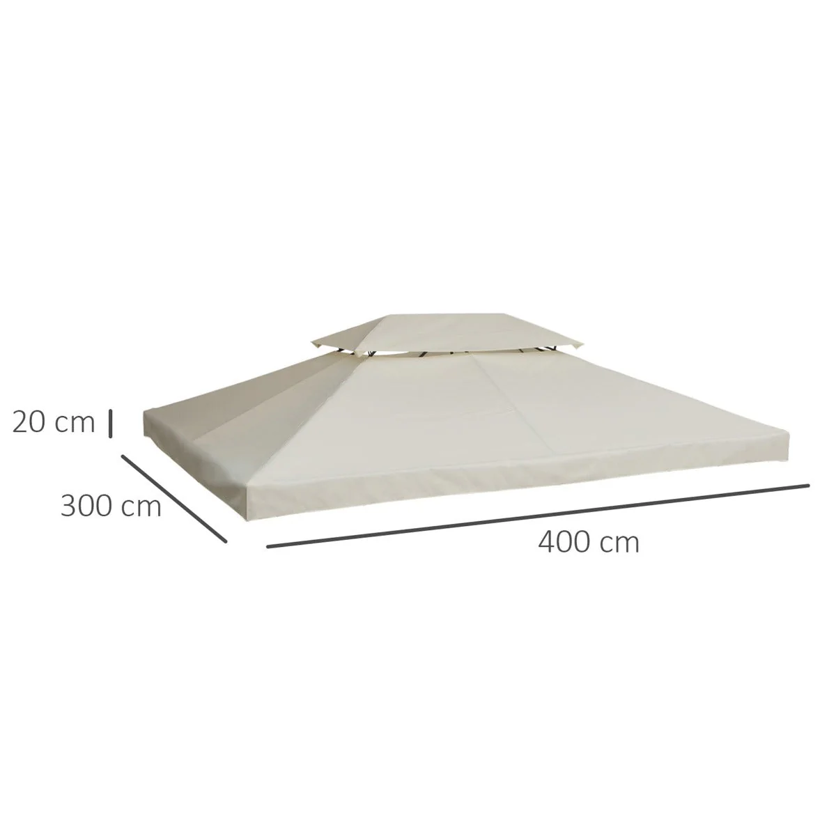 3x4m Gazebo Replacement Roof Canopy 2 Tier Top UV Cover Garden Patio Outdoor Sun Awning Shelters Cream TOP COVER ONLY - Image 3