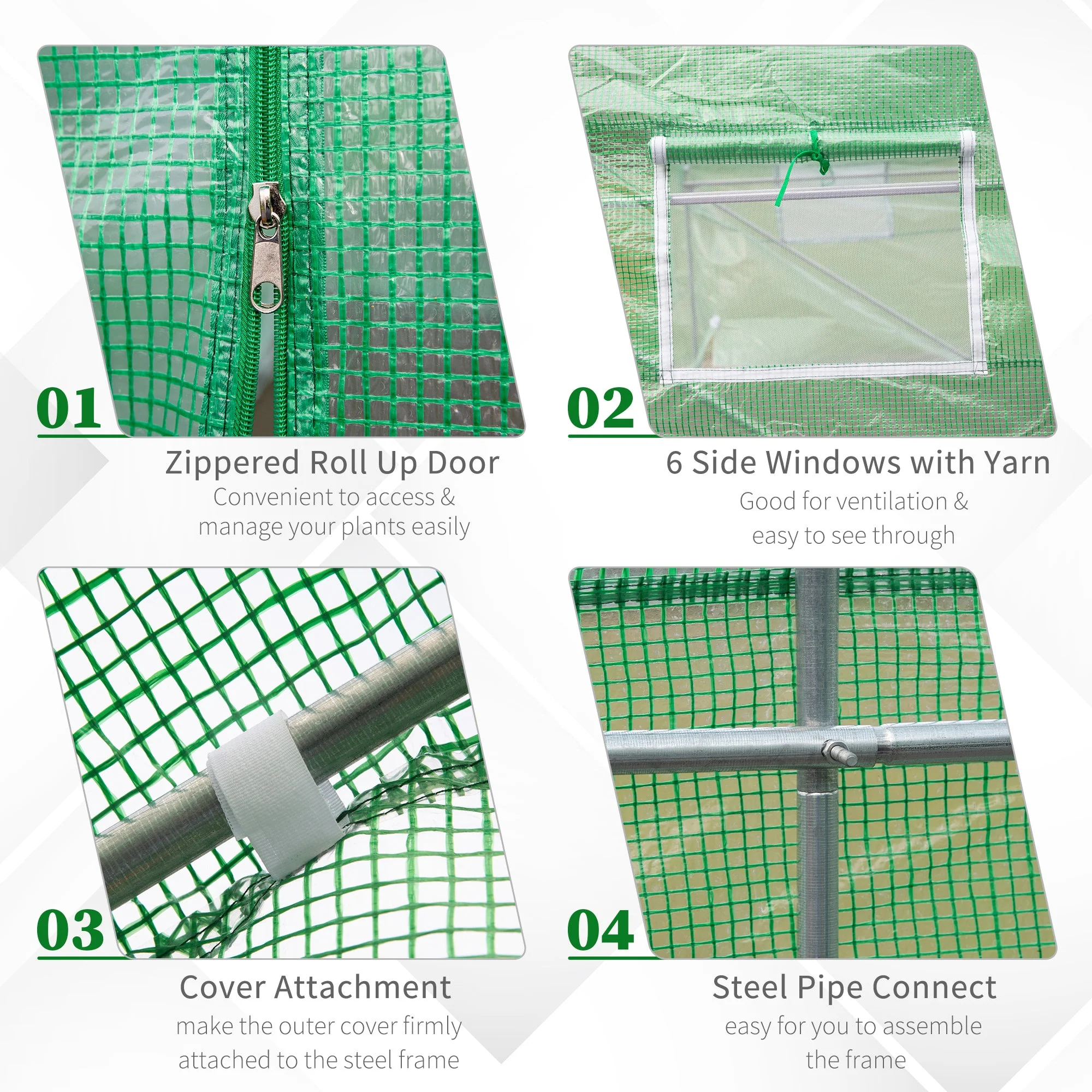 4.5m x 2m x 2m Walk-in Tunnel Greenhouse Garden Plant Growing House with Door and Ventilation Window - Image 5