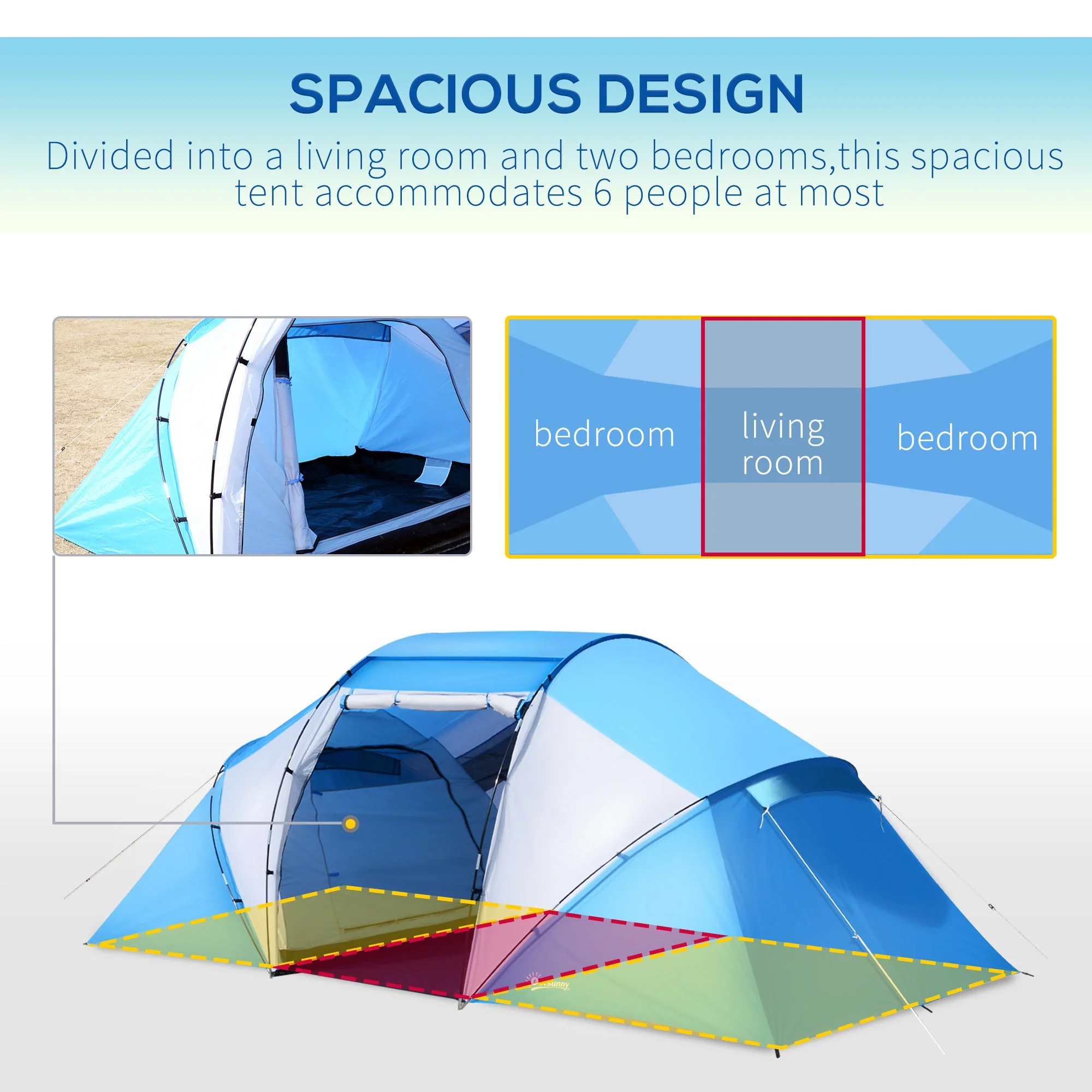 4-6 Man Camping Tent w/ Two Bedroom - Image 4