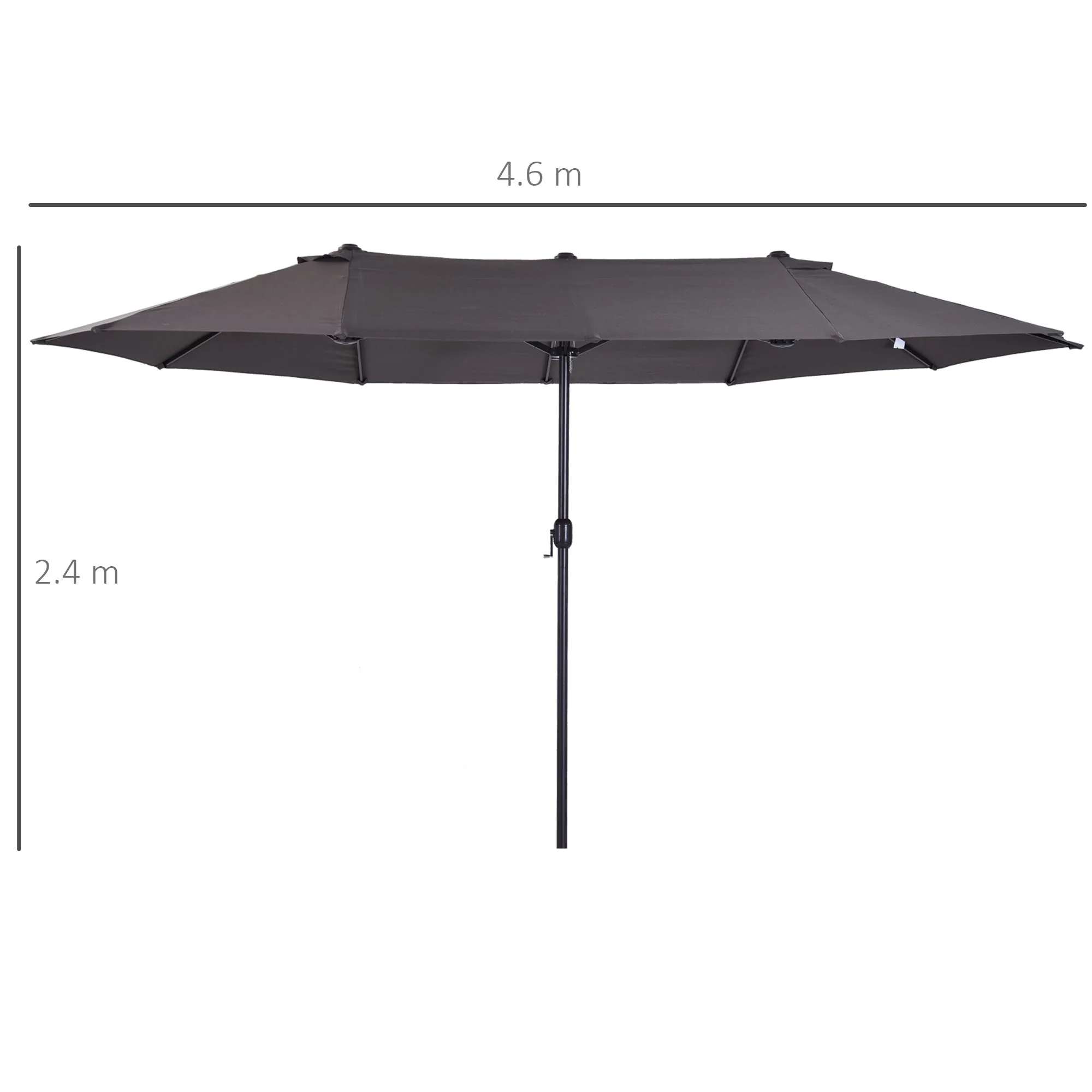 4.6m Garden Parasol Double-Sided Sun Umbrella Patio Market Shelter Canopy Shade Outdoor Grey - Image 3