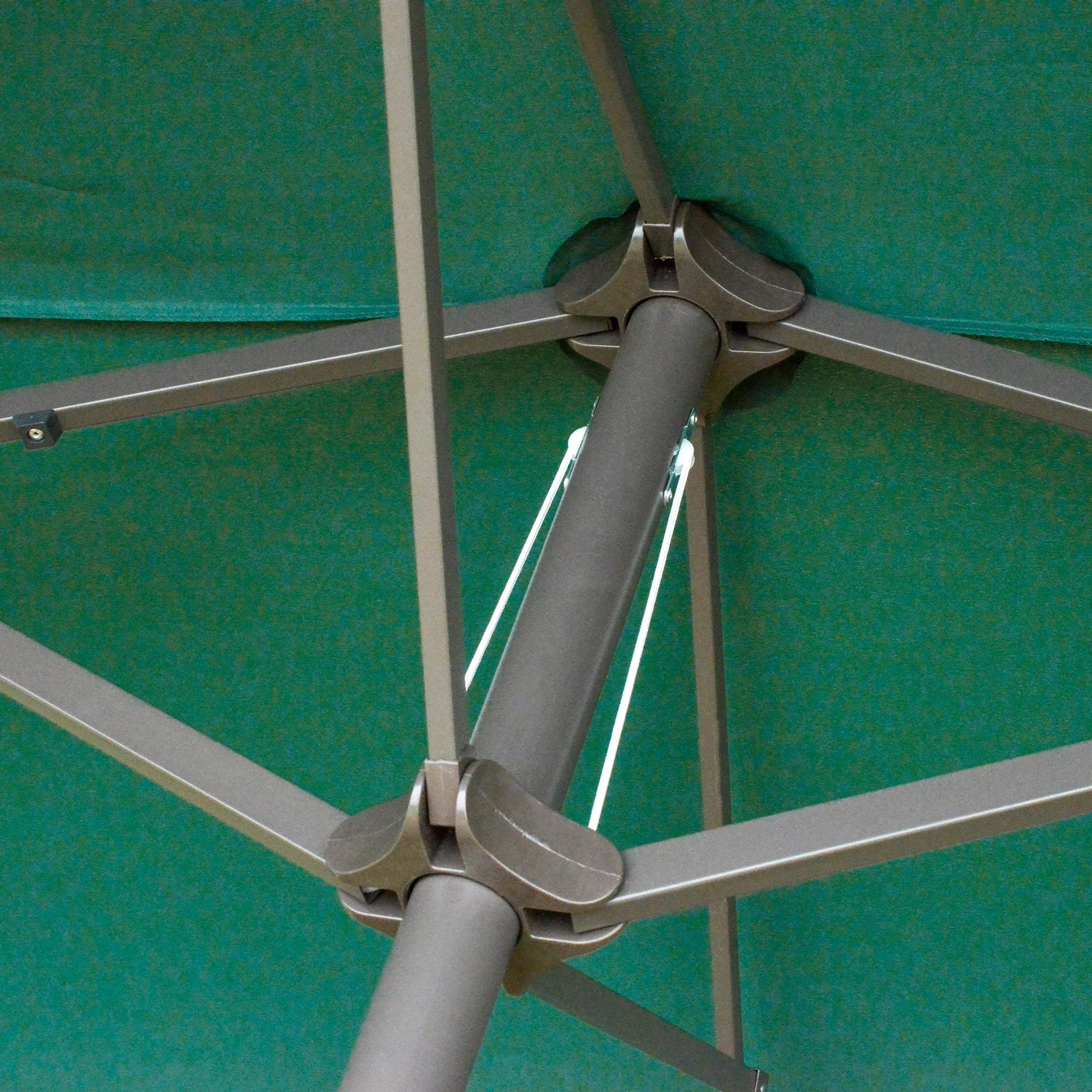 4.6M Sun Umbrella Canopy Double-sided Crank Sun Shade w/ Cross Base Dark Green - Image 7