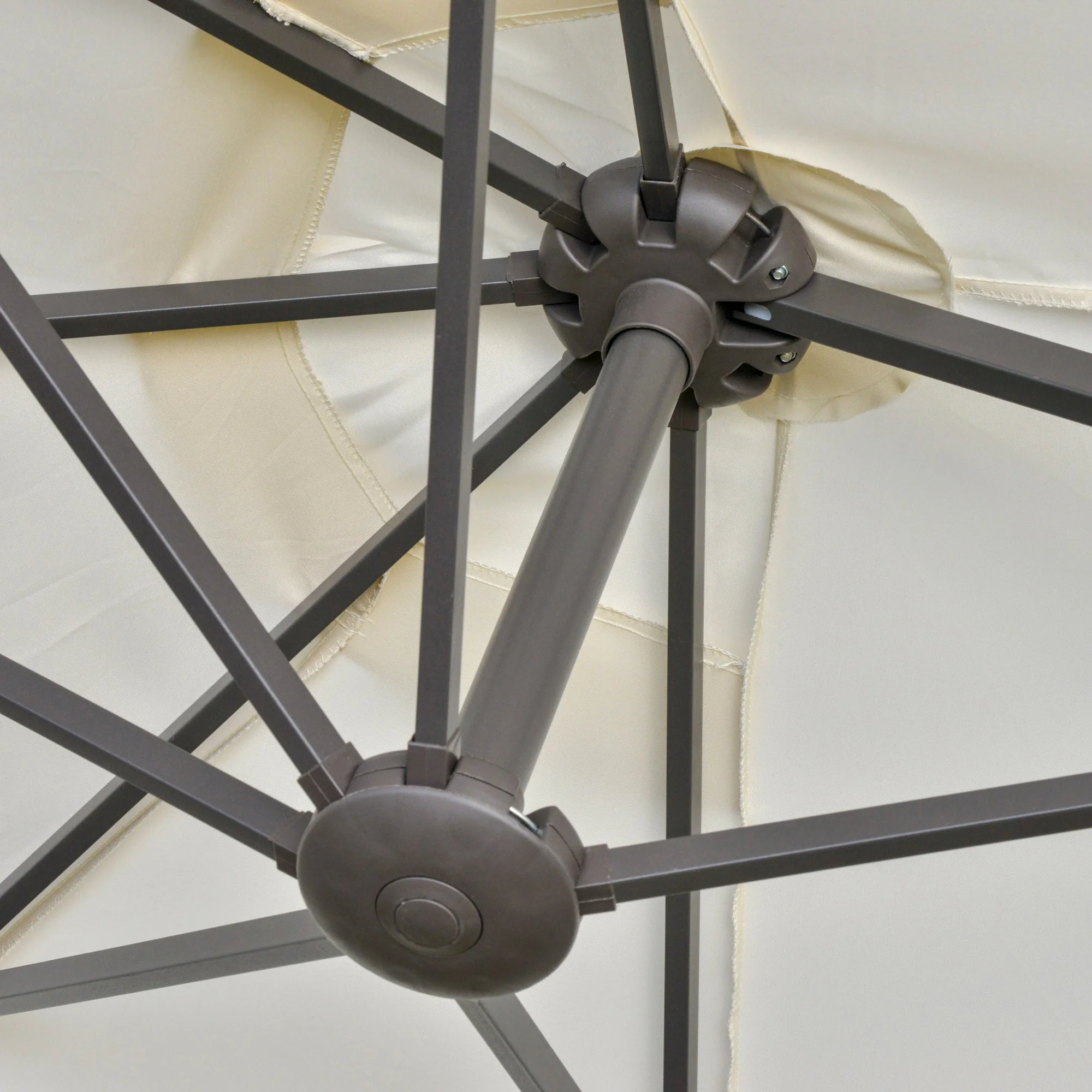 4.6M Sun Umbrella Canopy Double-sided Crank Sun Shade w/ Cross Base Off White - Image 7