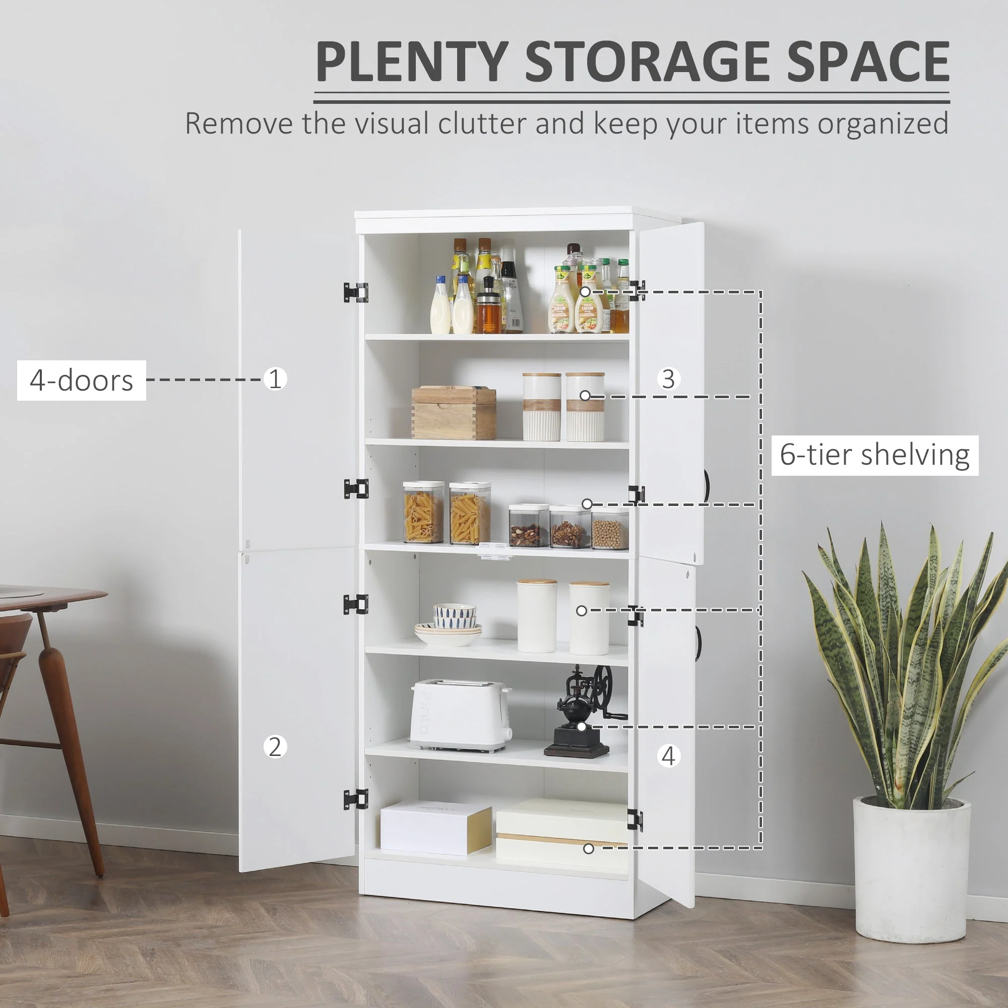 4-Door Tall Kitchen Cupboard - Image 4