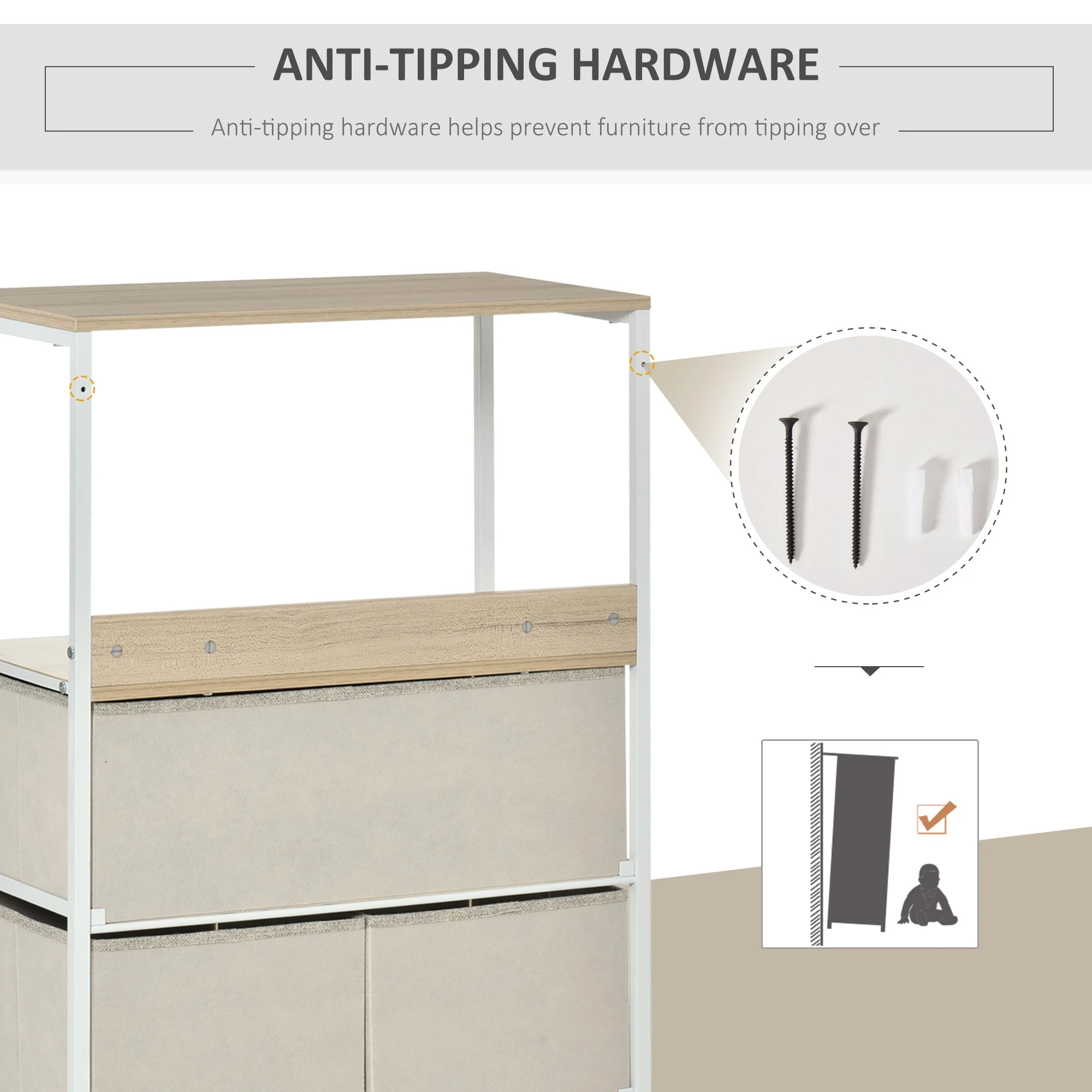 4 Drawer Storage Chest Unit Home Cabinet w/ Shelves Home Living Room Bedroom Entryway Living Furniture White - Image 6