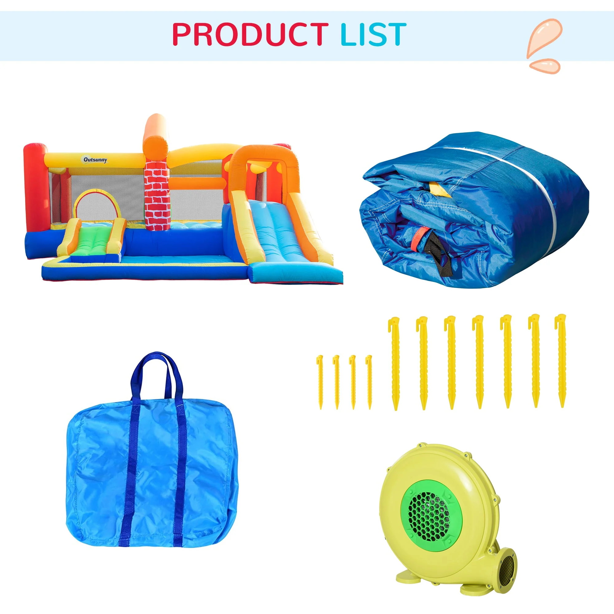 4 in 1 Kids Bouncy Castle Extra Large Double Slides & Trampoline Design Inflatable House Pool Climbing Wall with Blower Carrybag for Kids Age 3-8 - Image 6