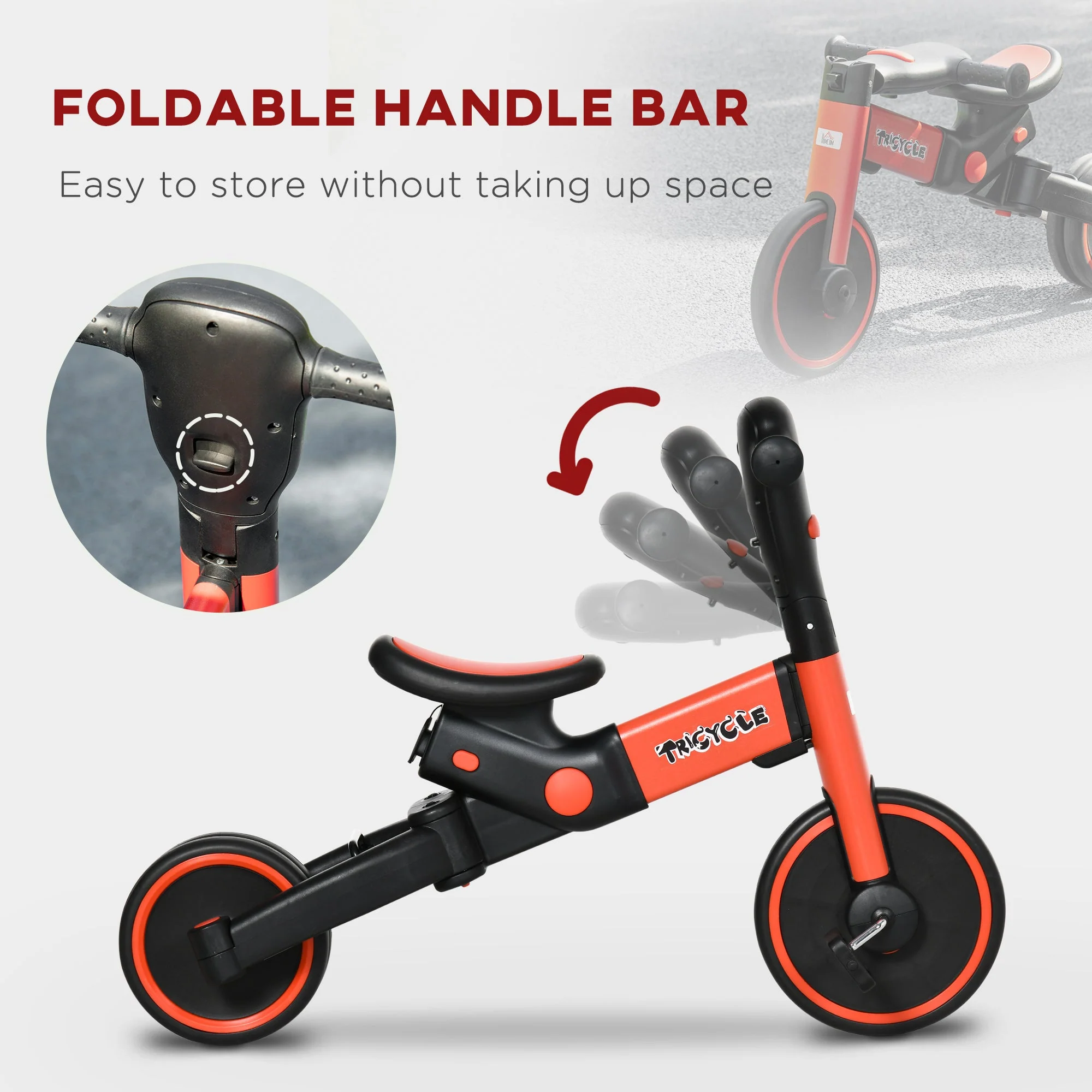 4-In-1 Tricycle For Kids Baby Trike With Adjustable Push Handle Detachable Foot Rest For 18-60 Months Red - Image 8