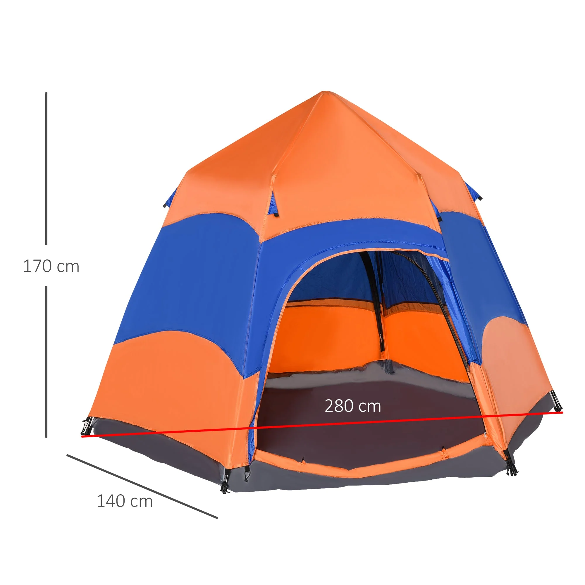 4 Man Hexagon Pop Up Tent Camping Shelter Festival Hiking Family Portable - Image 3