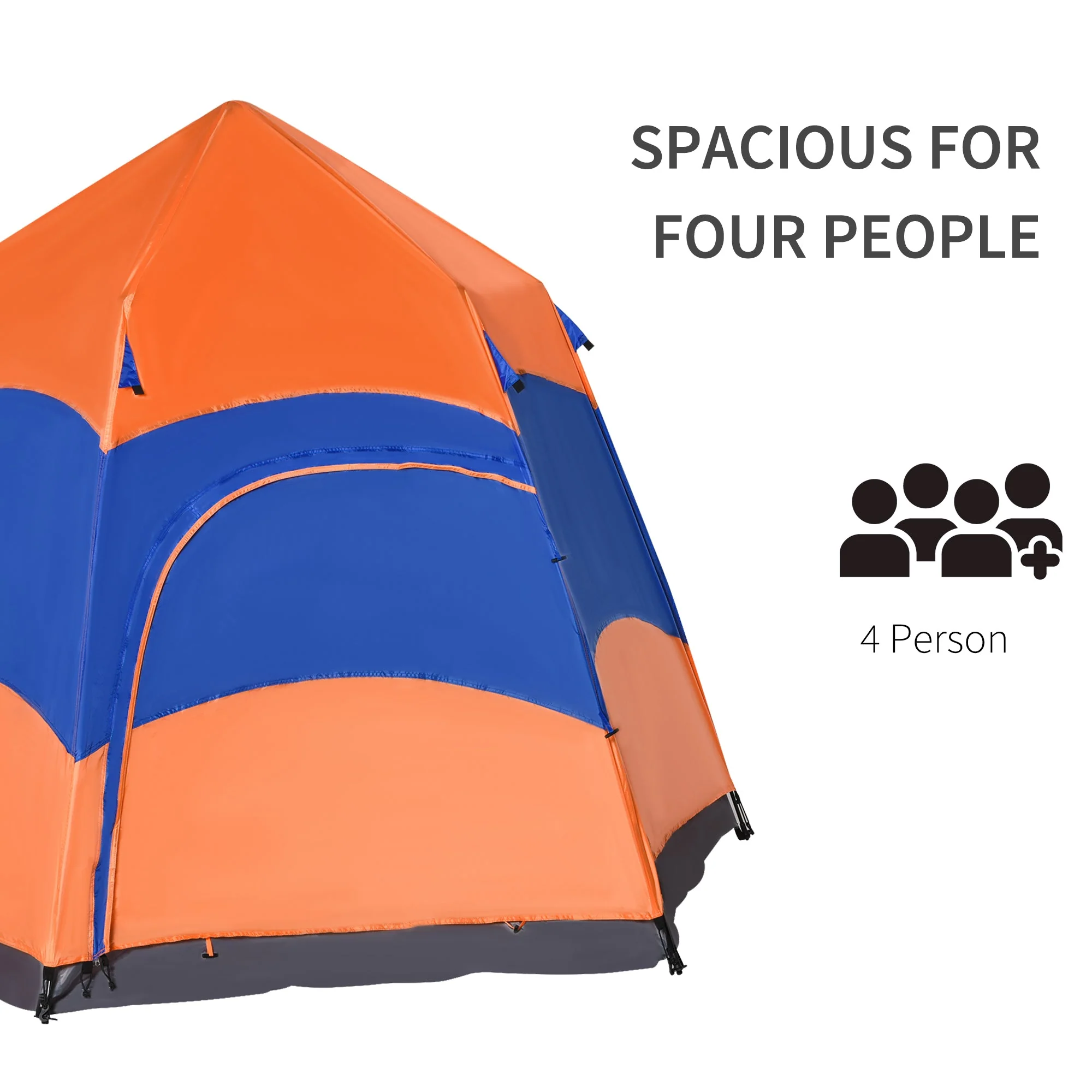 4 Man Hexagon Pop Up Tent Camping Shelter Festival Hiking Family Portable - Image 4