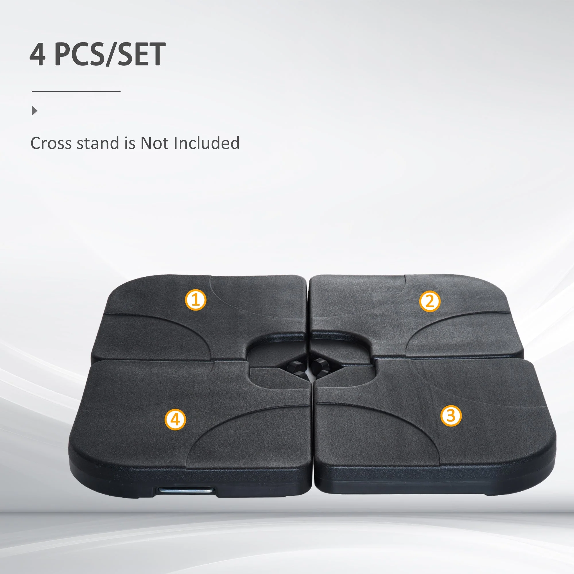 4 pc Heavy Duty Plastic Umbrella Weight Base-Black - Image 3