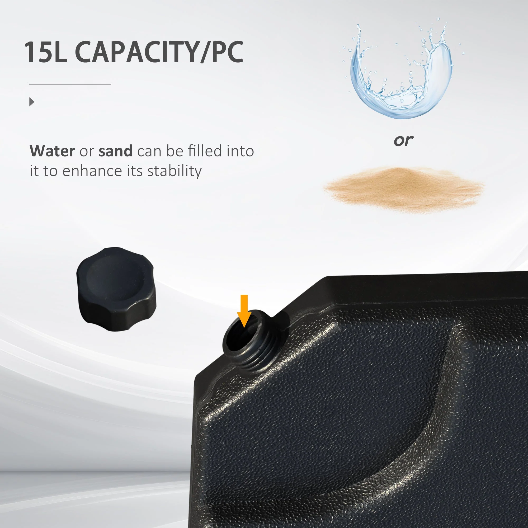 4 pc Heavy Duty Plastic Umbrella Weight Base-Black - Image 4