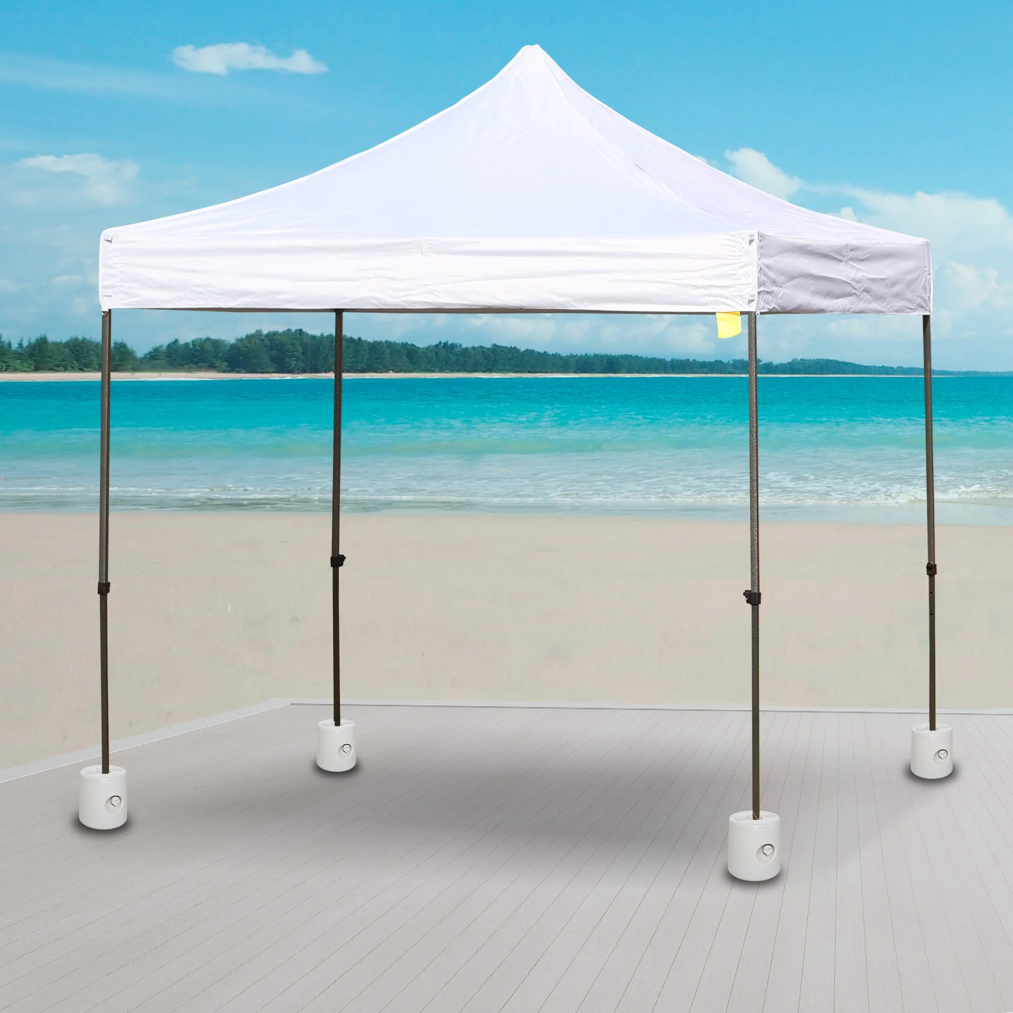 4-Piece Canopy Tent Weight Rapid Clip Gazebo Feet Fill with Water or Sand White - Image 2