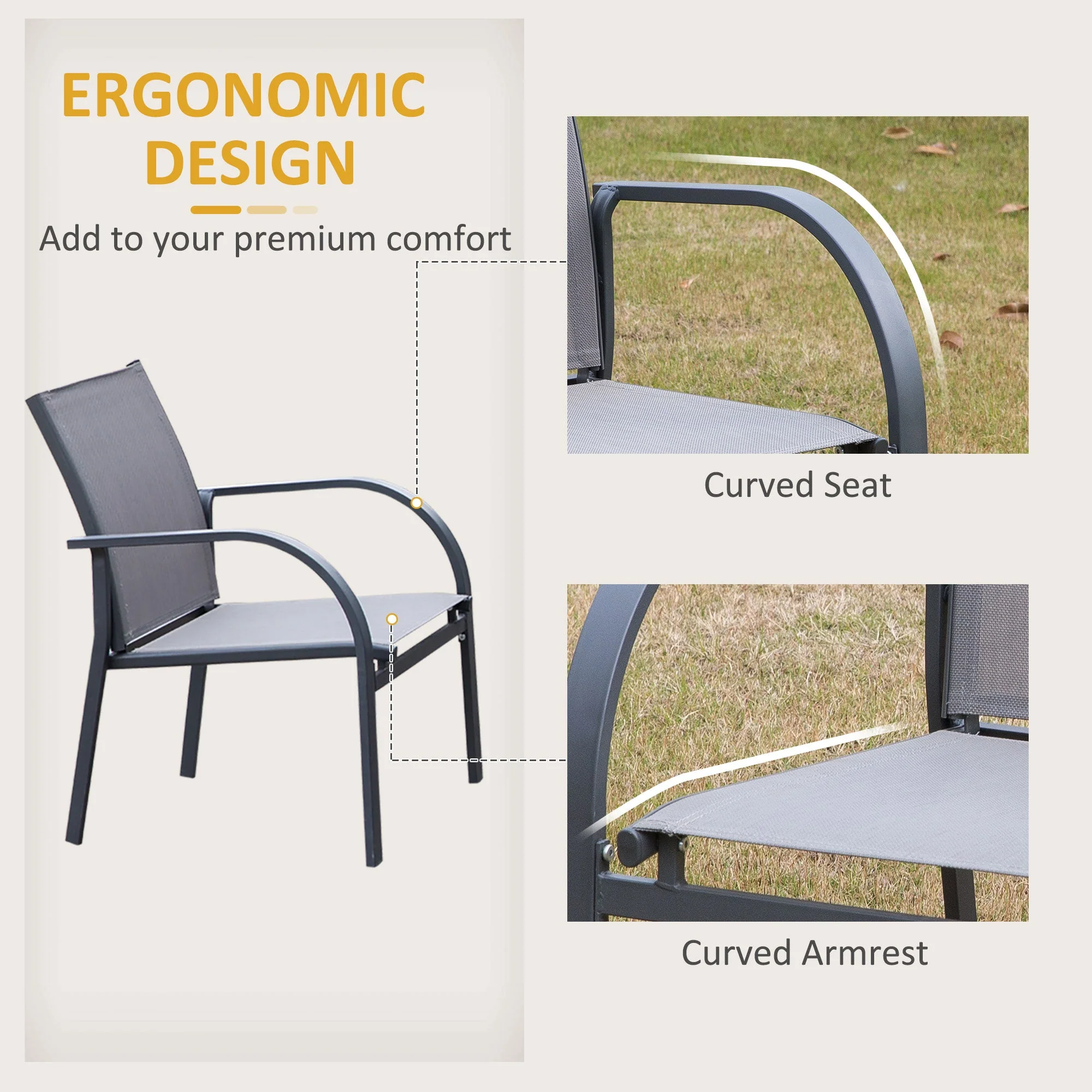 4-Piece Curved Steel Outdoor Furniture Set w/ Loveseat - Image 5